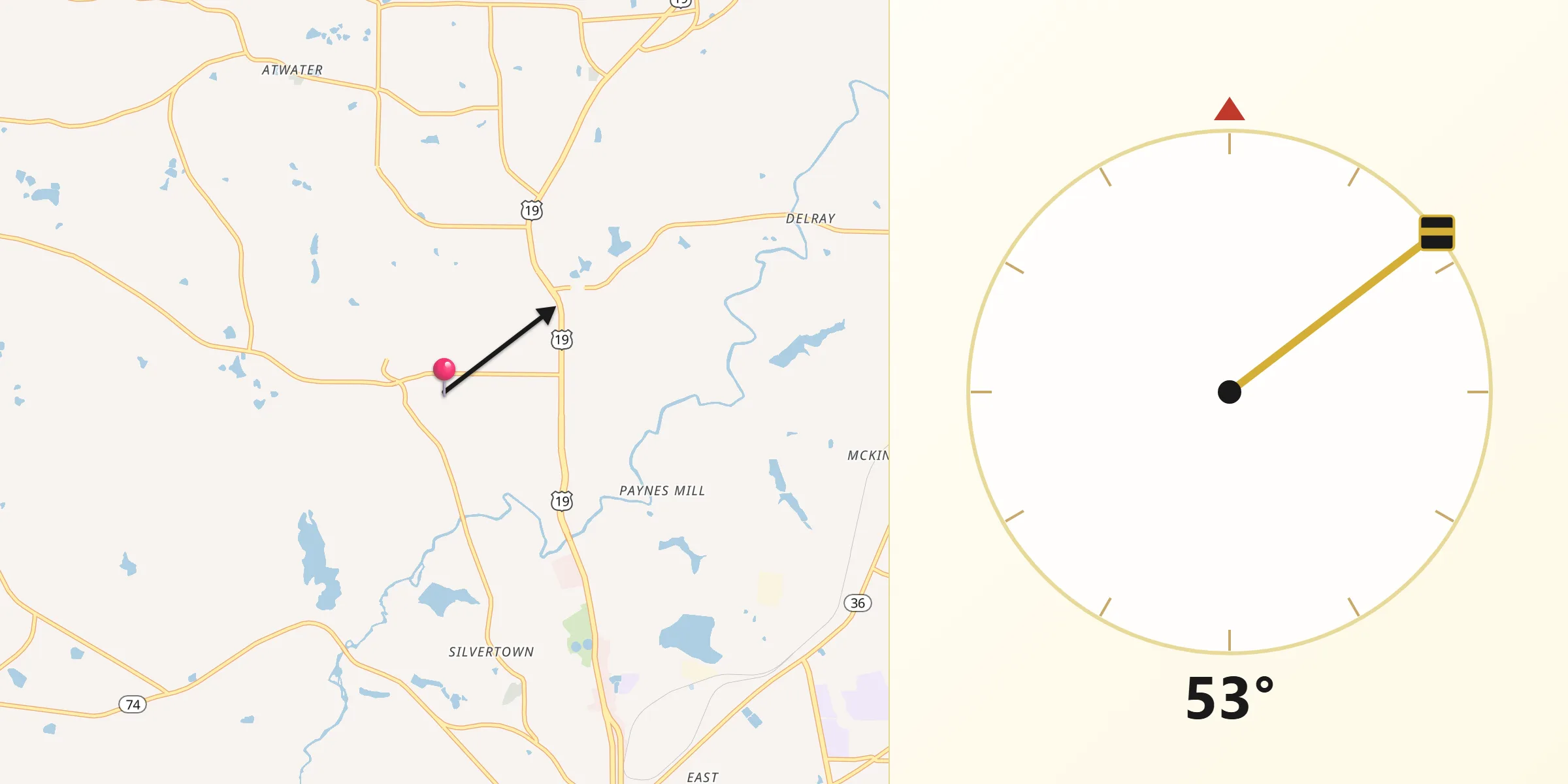 Qibla Direction from Hannahs Mill