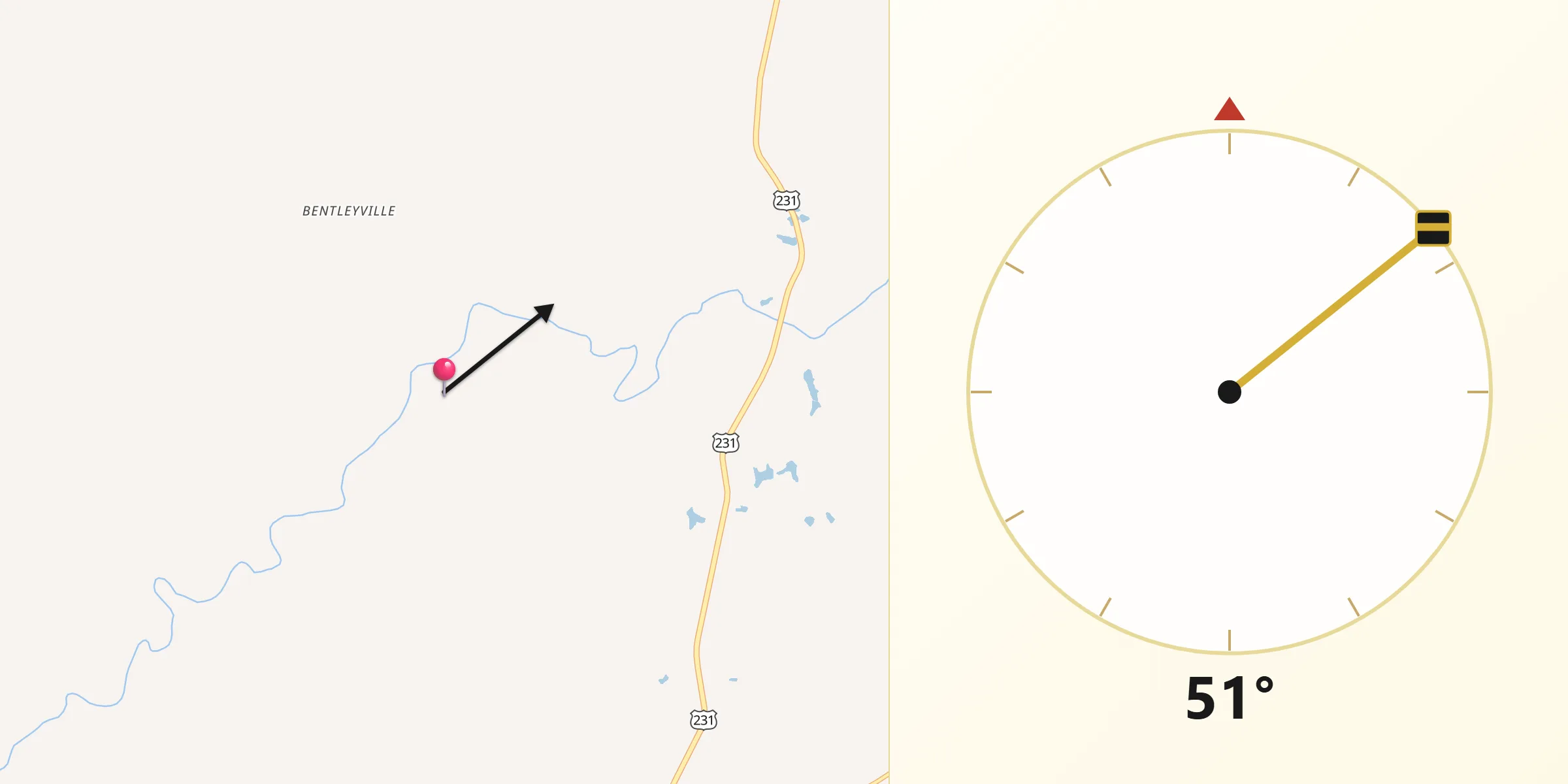 Qibla Direction from Coosa