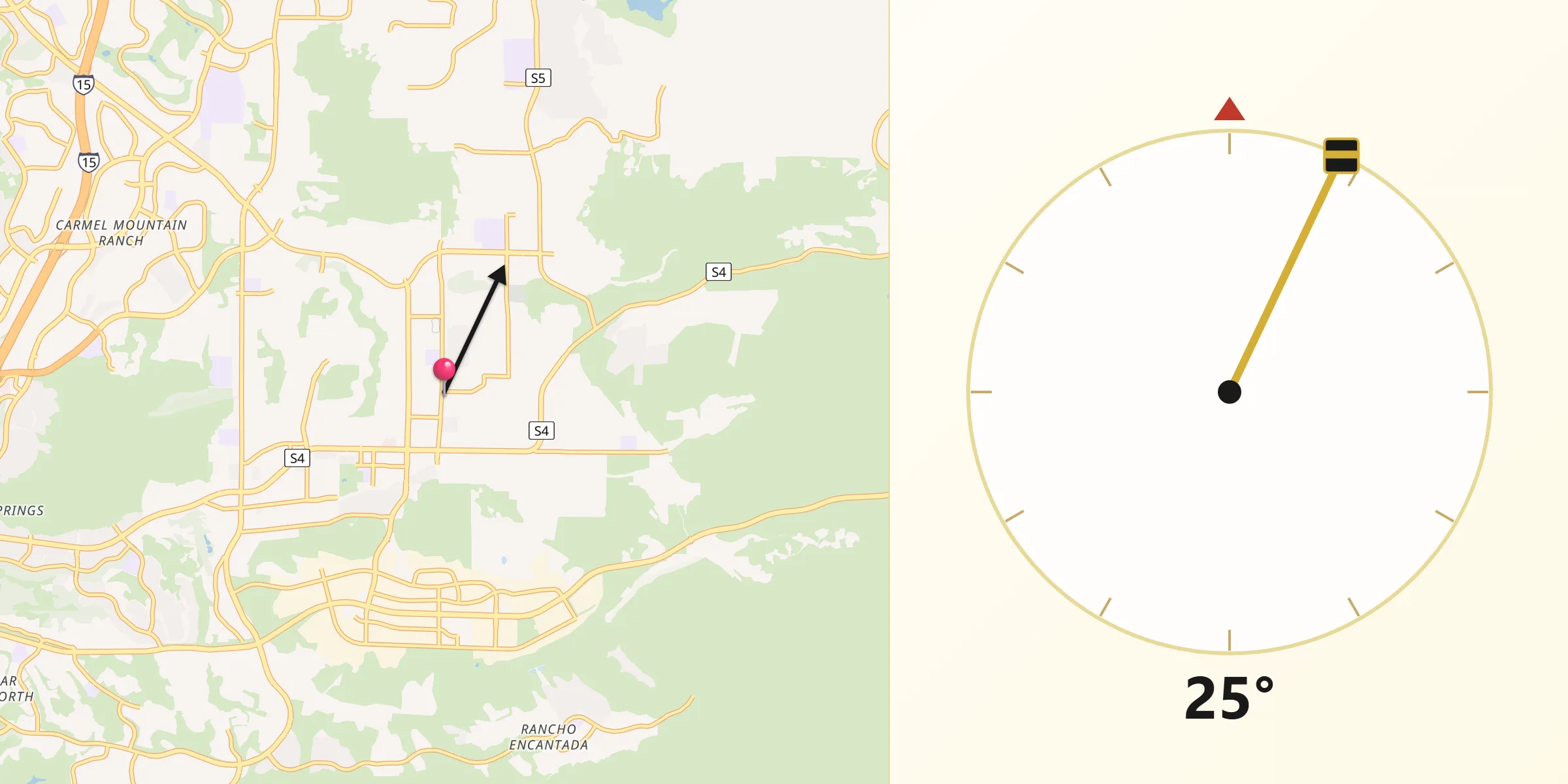 Qibla Direction from Poway