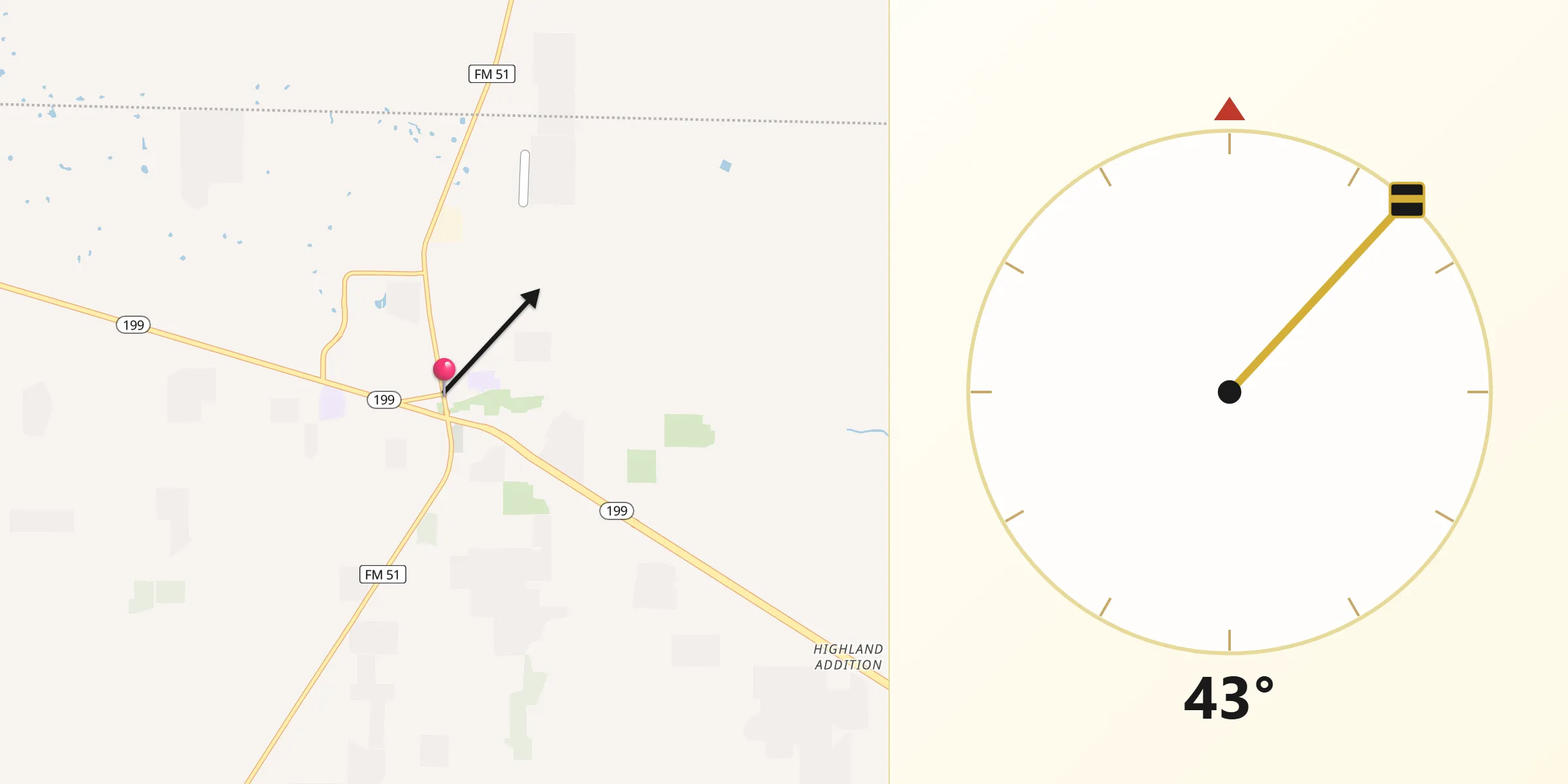 Qibla Direction from Springtown