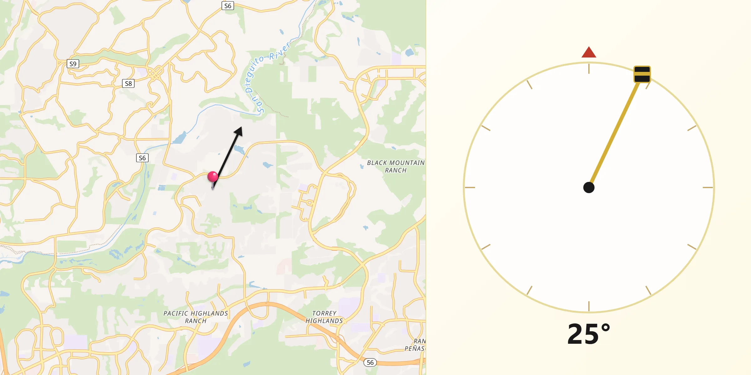 Qibla Direction from Fairbanks Ranch