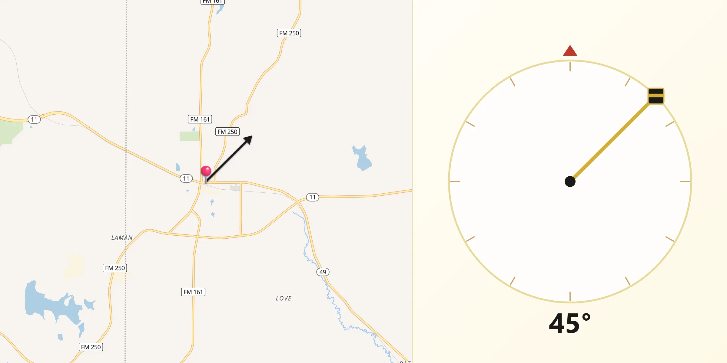 Qibla Direction from Hughes Springs
