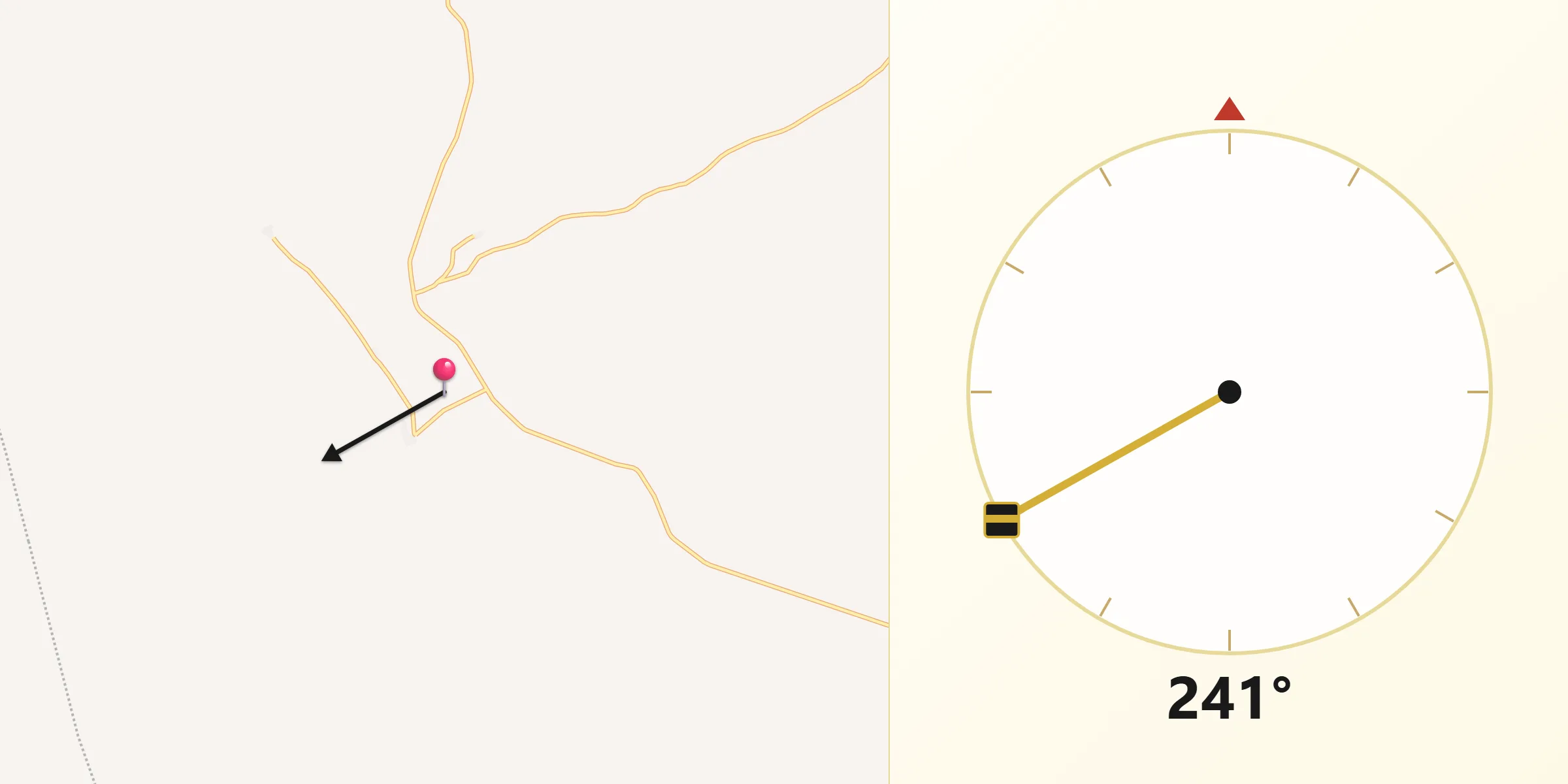 Direction vers la Qibla depuis Birjand