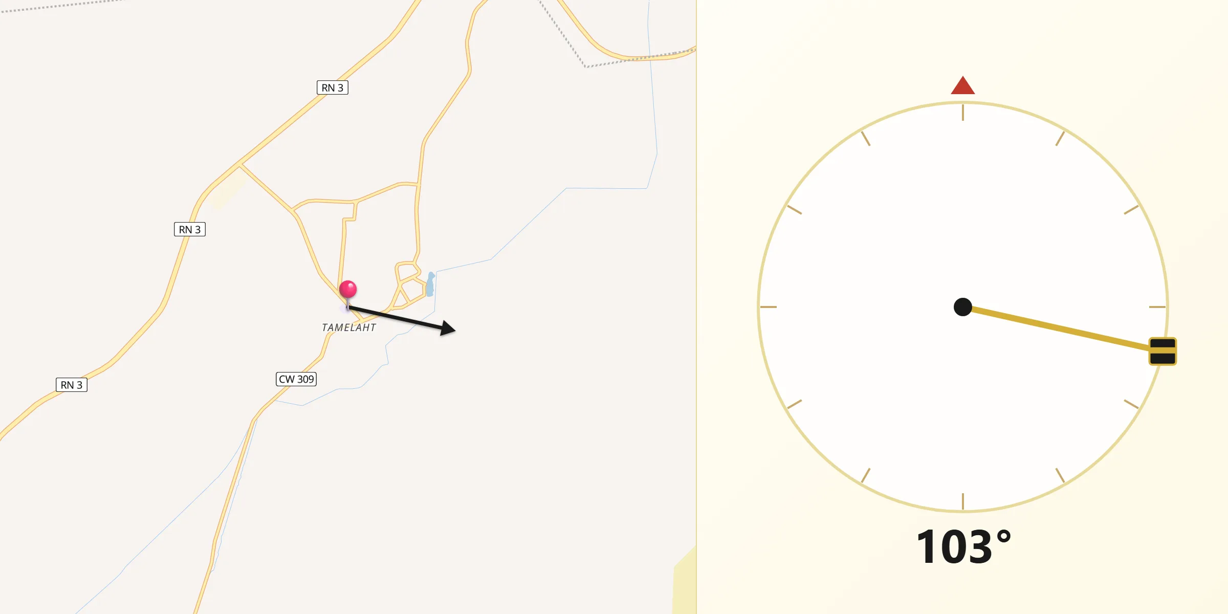 اتجاه القبلة من تملاحت