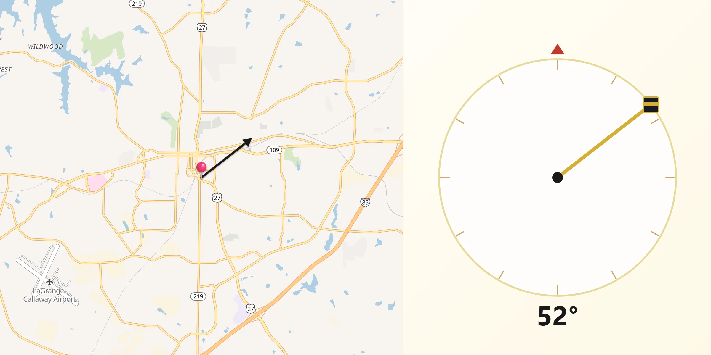Qibla Direction from Troup