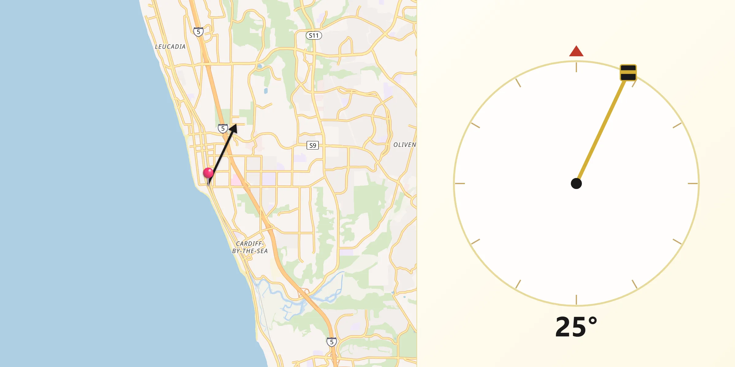 Qibla Direction from Encinitas