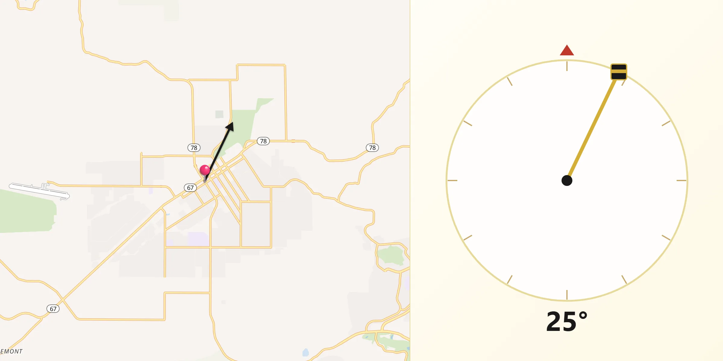 Qibla Direction from Ramona