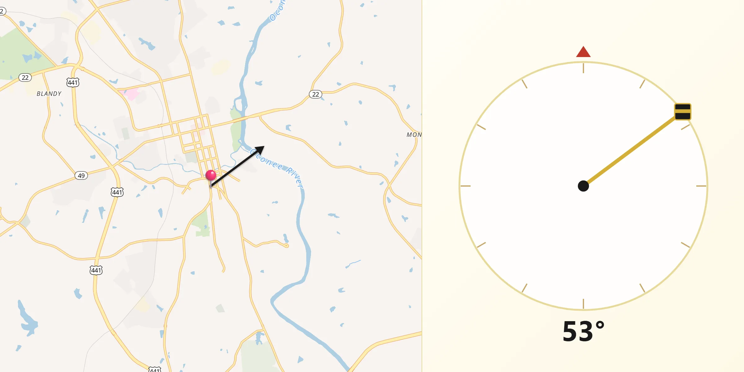 Qibla Direction from Hardwick