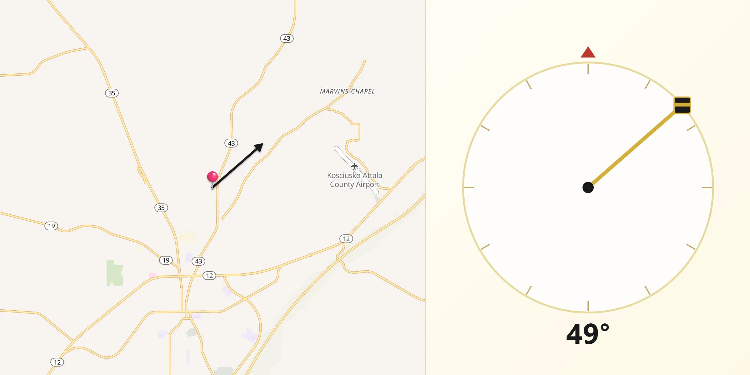 Qibla Direction from Attala