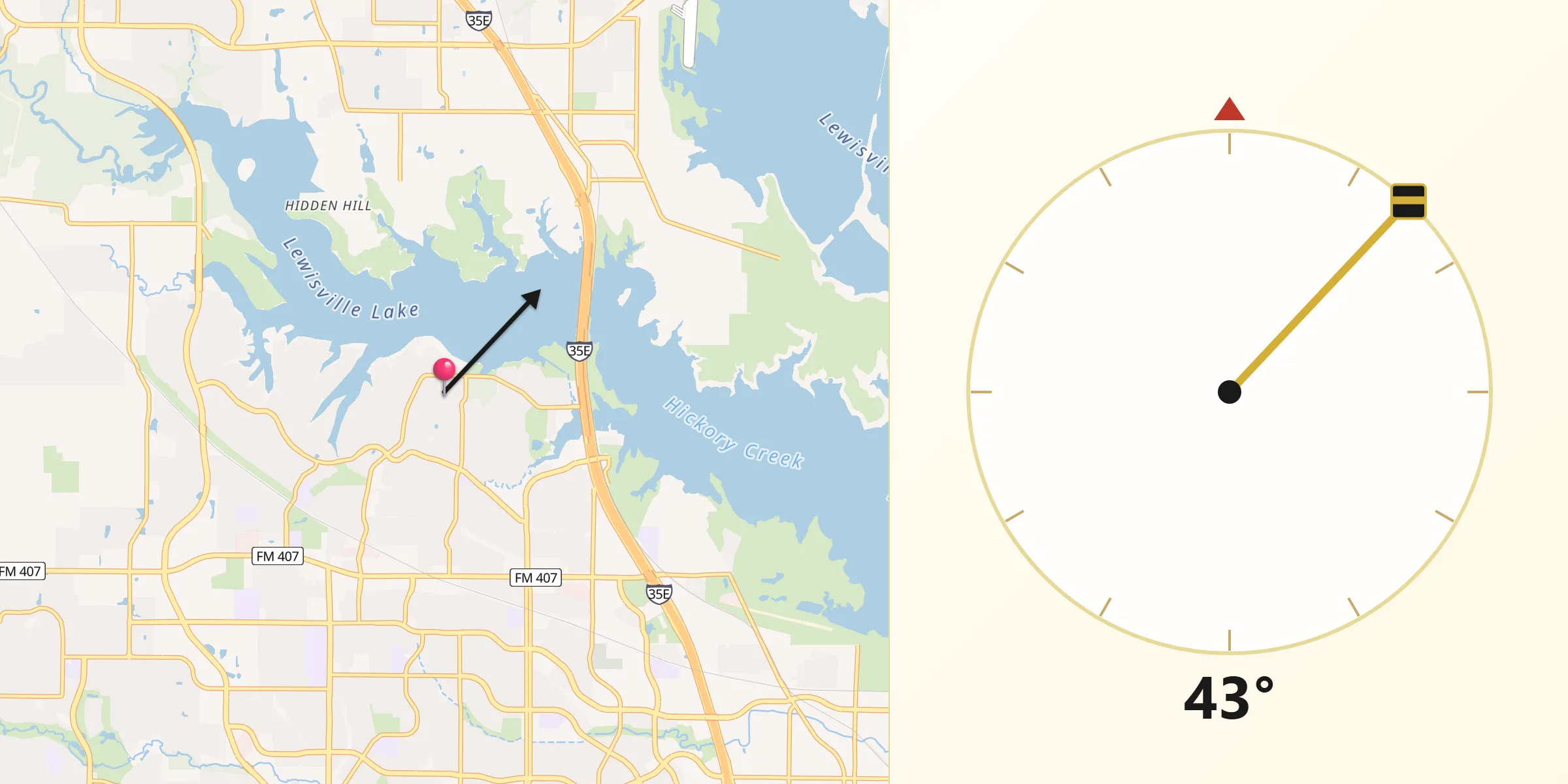 Qibla Direction from Highland Village