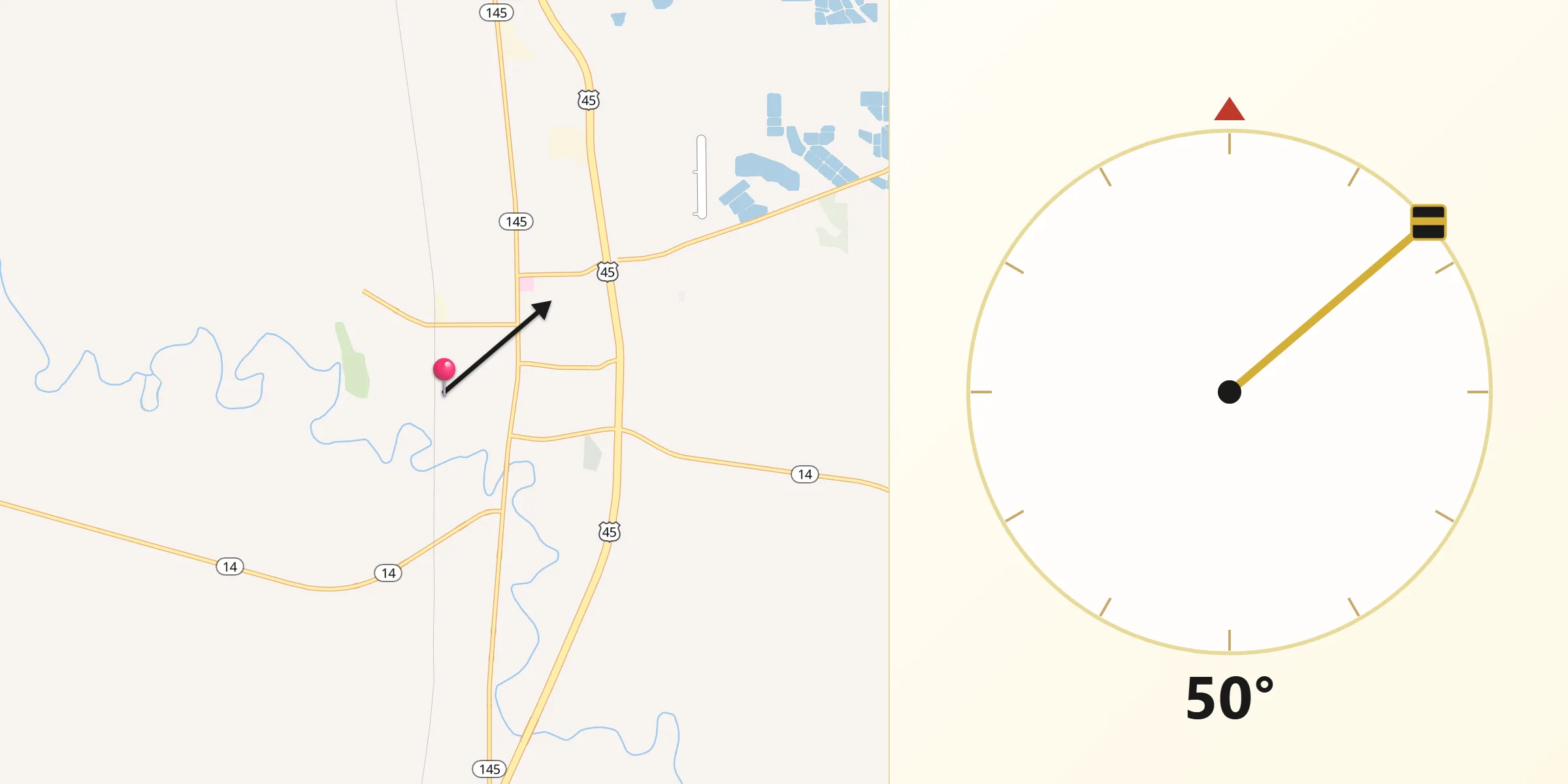 Qibla Direction from Noxubee