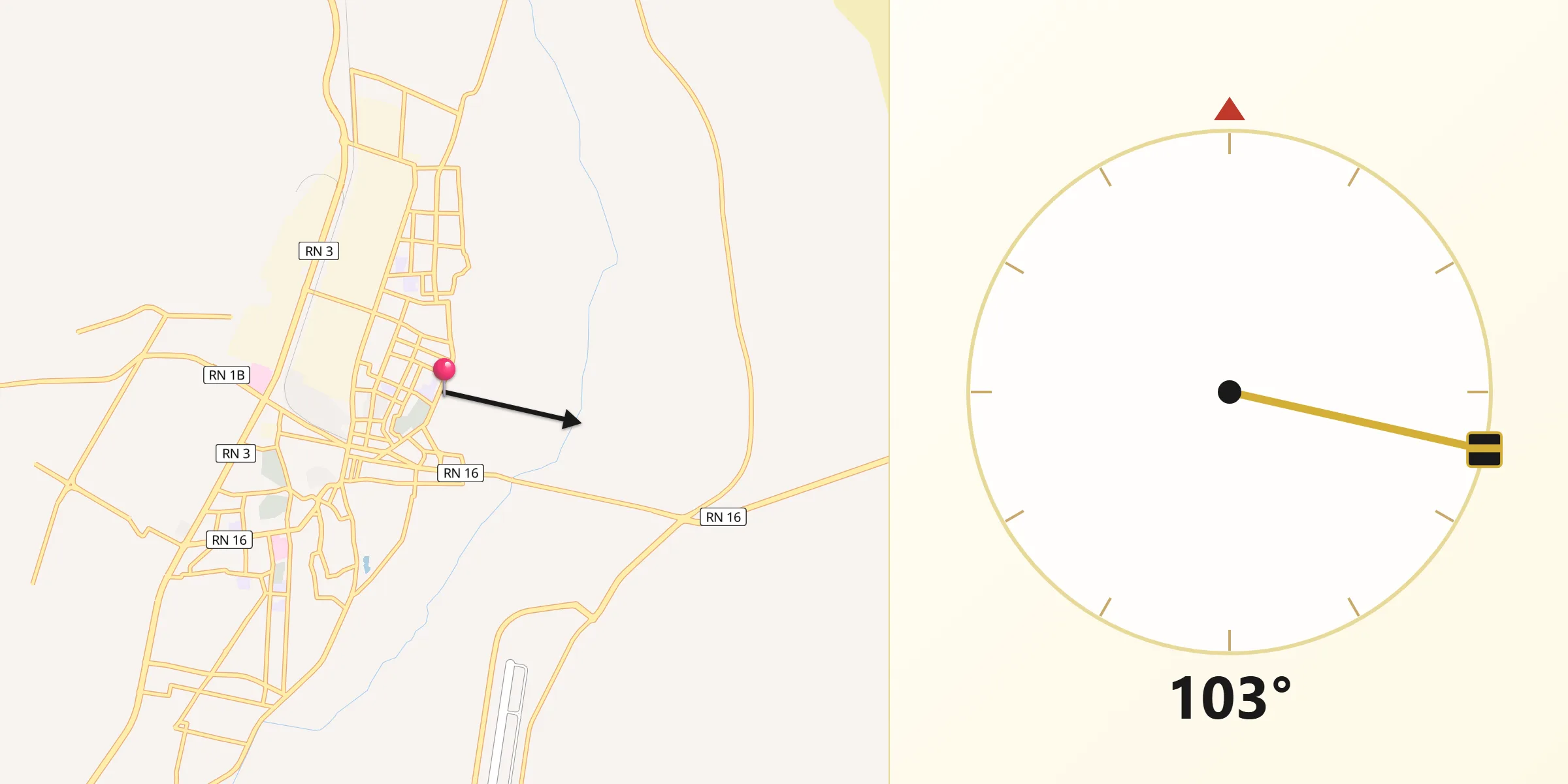 Direction vers la Qibla depuis Tebesbest