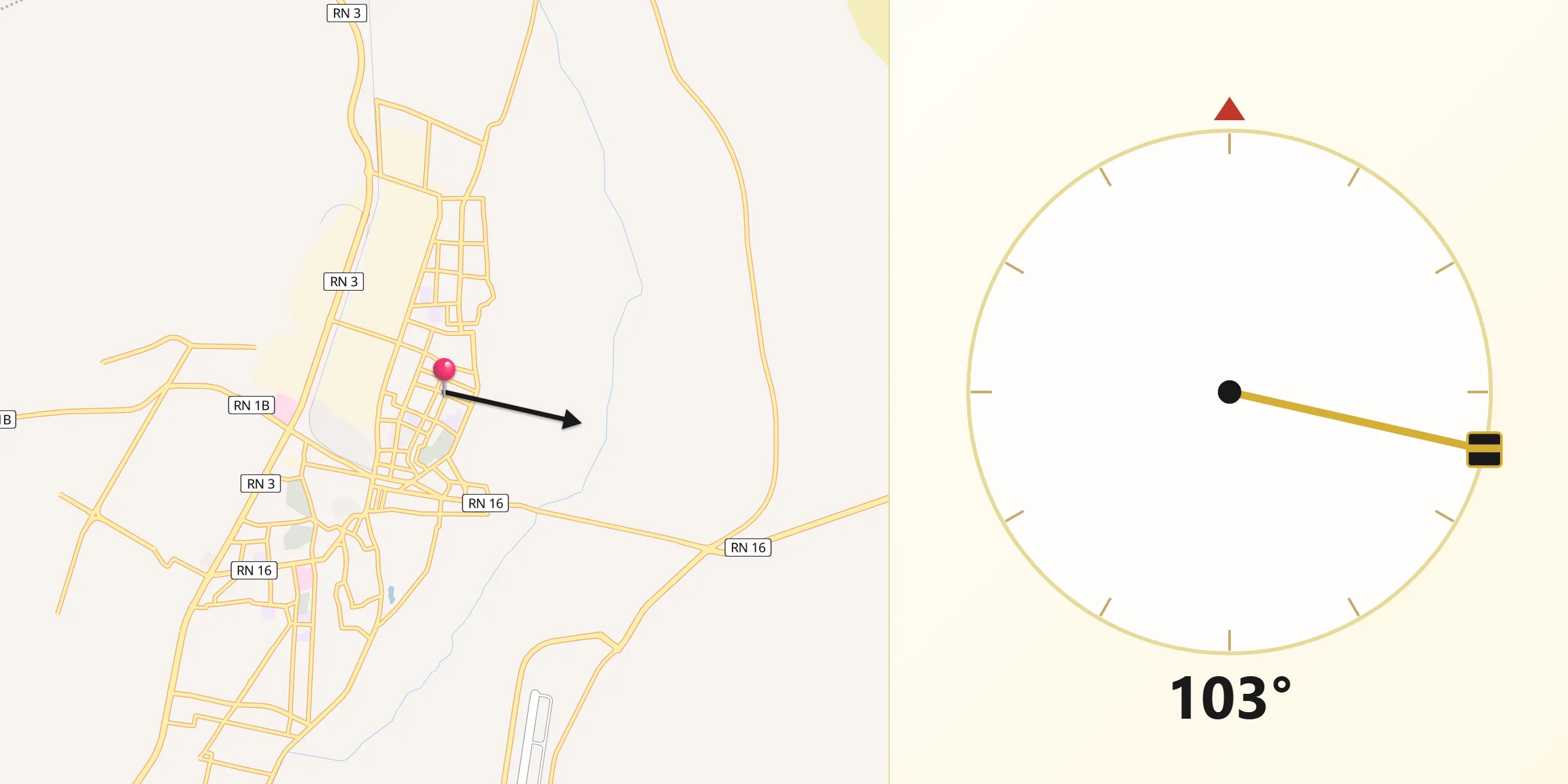 Direction vers la Qibla depuis Tebesbest