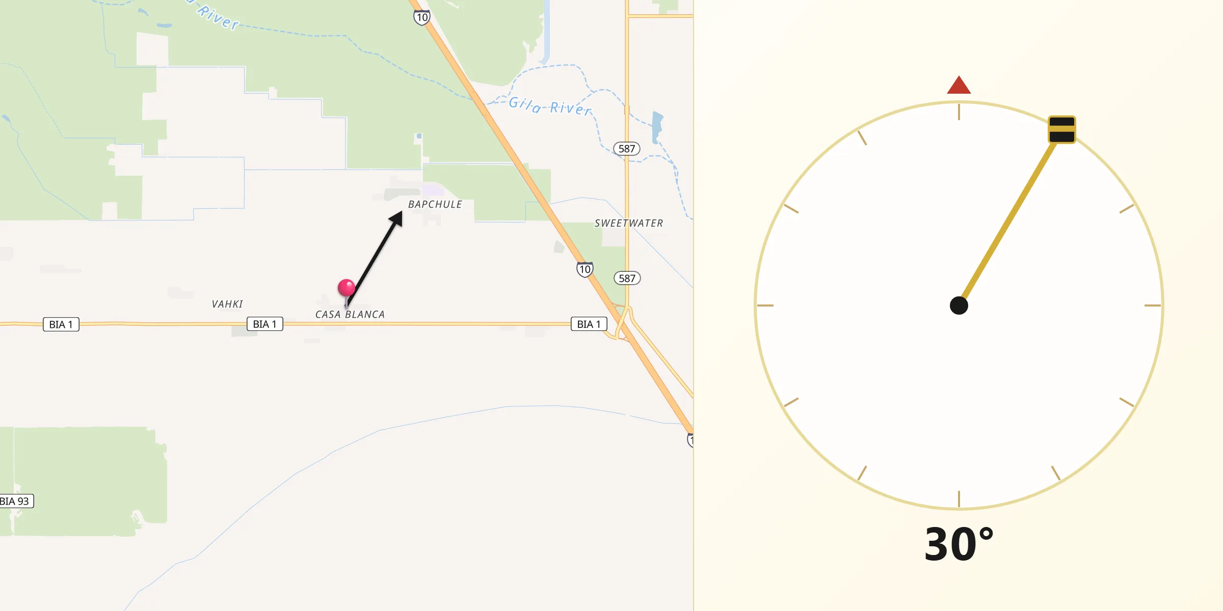 Qibla Direction from Casa Blanca