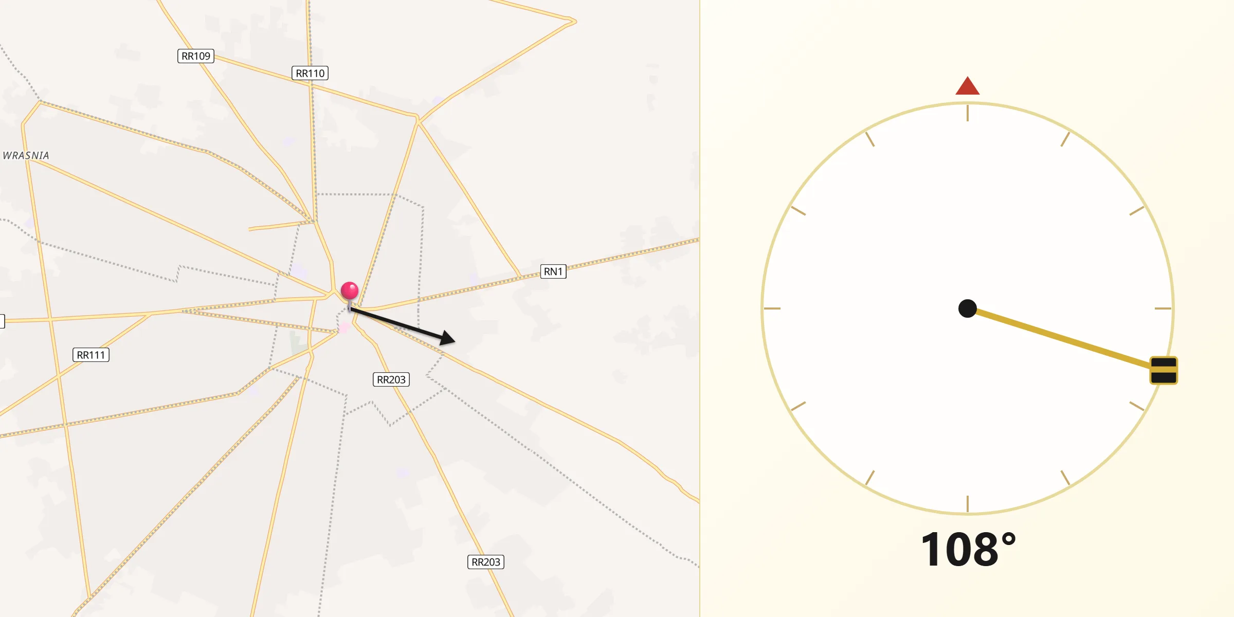 Direction vers la Qibla depuis Benguerdene