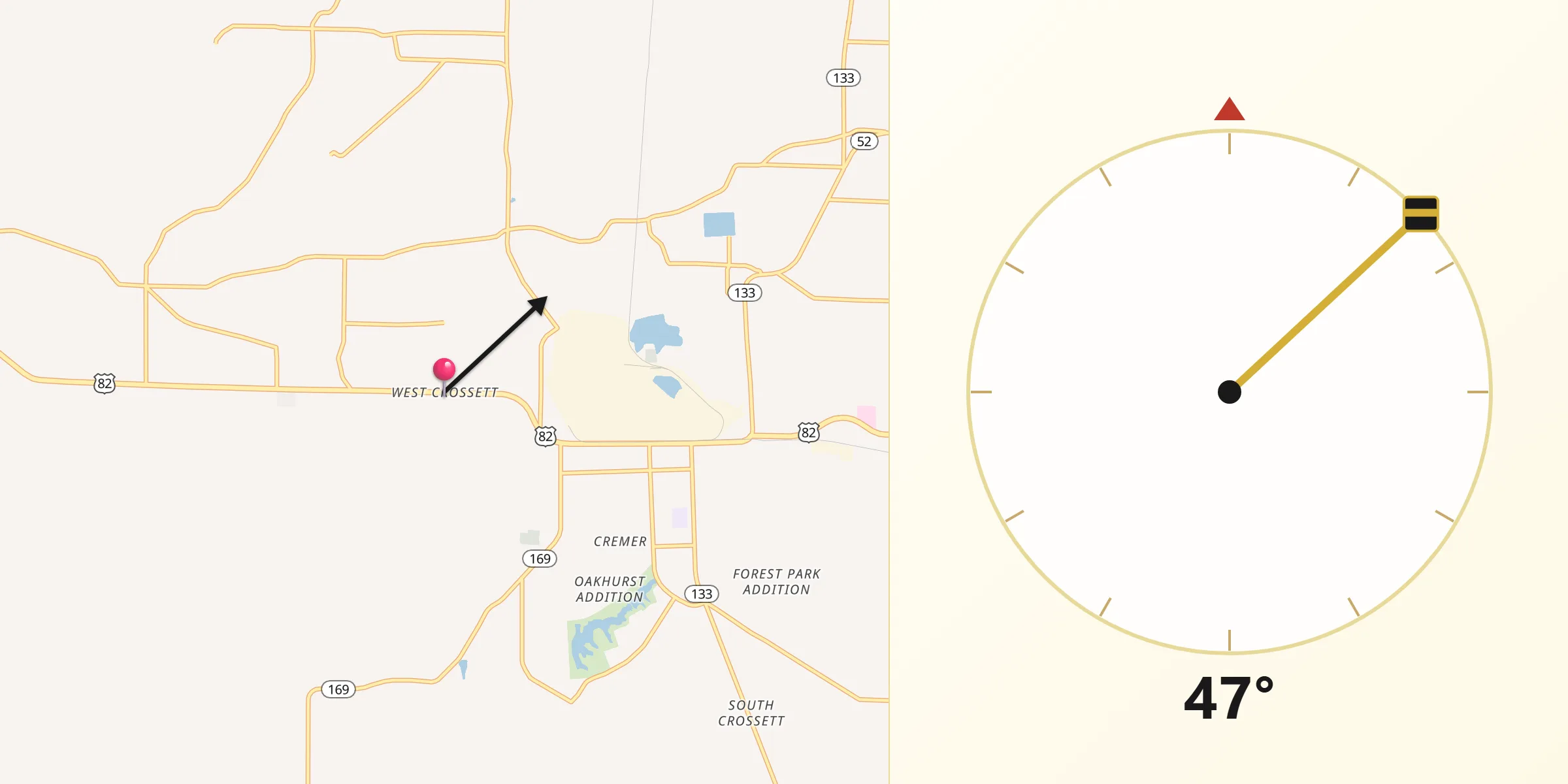 Qibla Direction from West Crossett