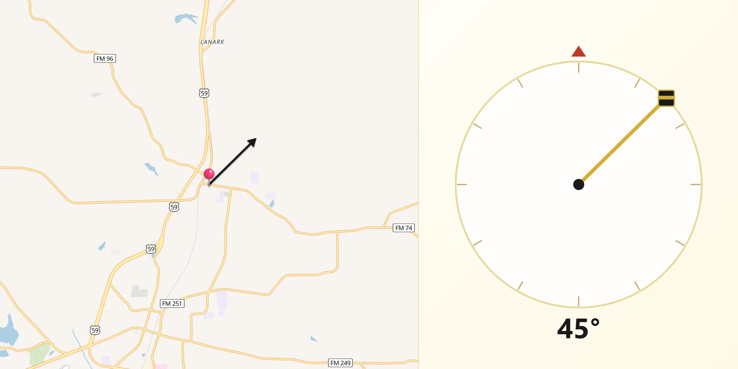 Qibla Direction from Queen City