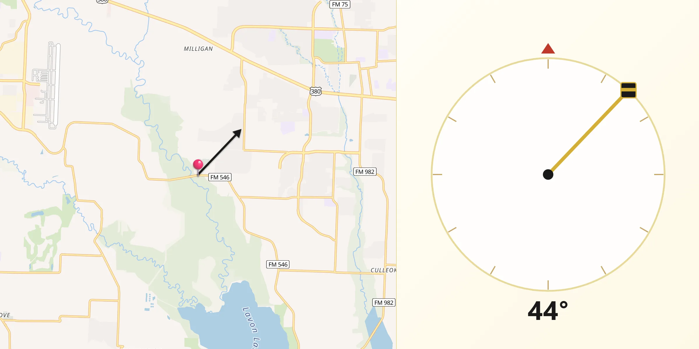 Qibla Direction from Lowry Crossing