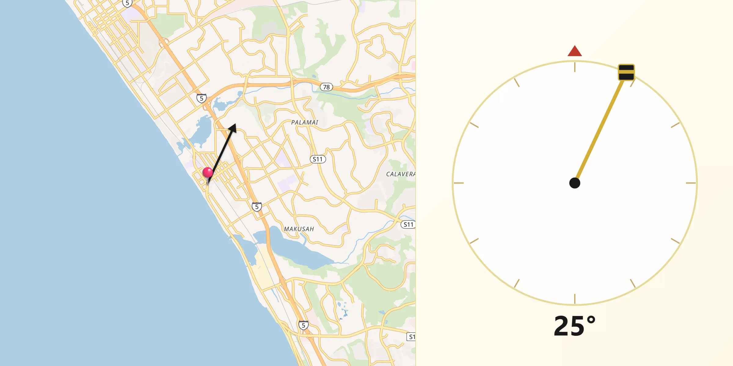Qibla Direction from Carlsbad