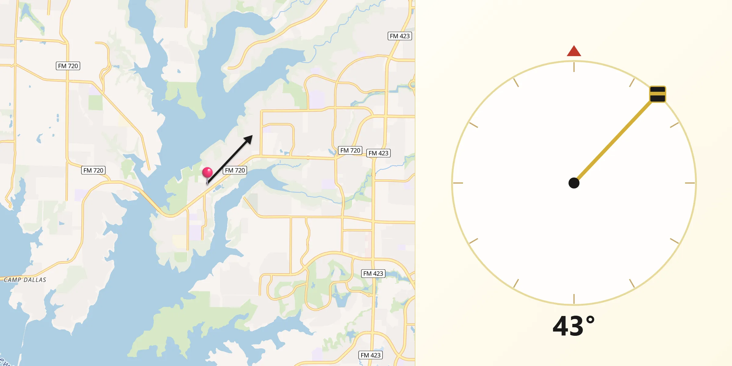 Qibla Direction from Little Elm