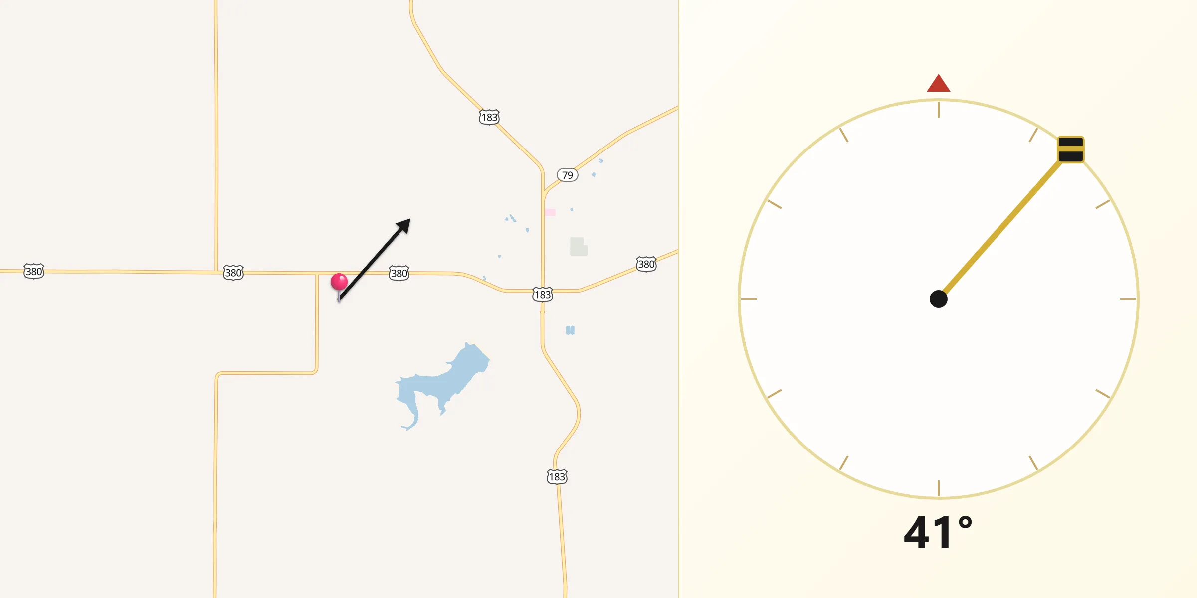 Qibla Direction from Throckmorton County