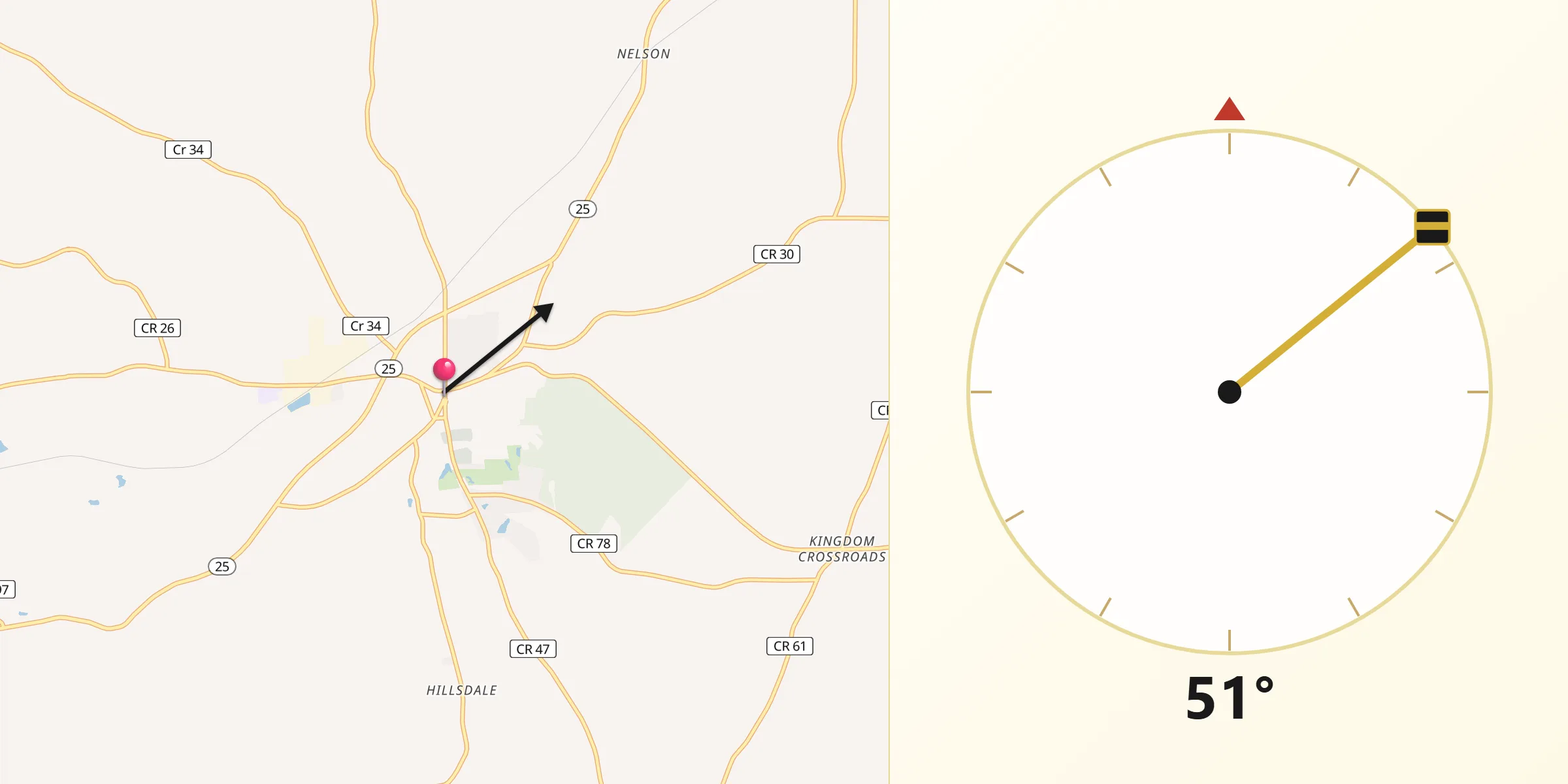 Qibla Direction from Columbiana