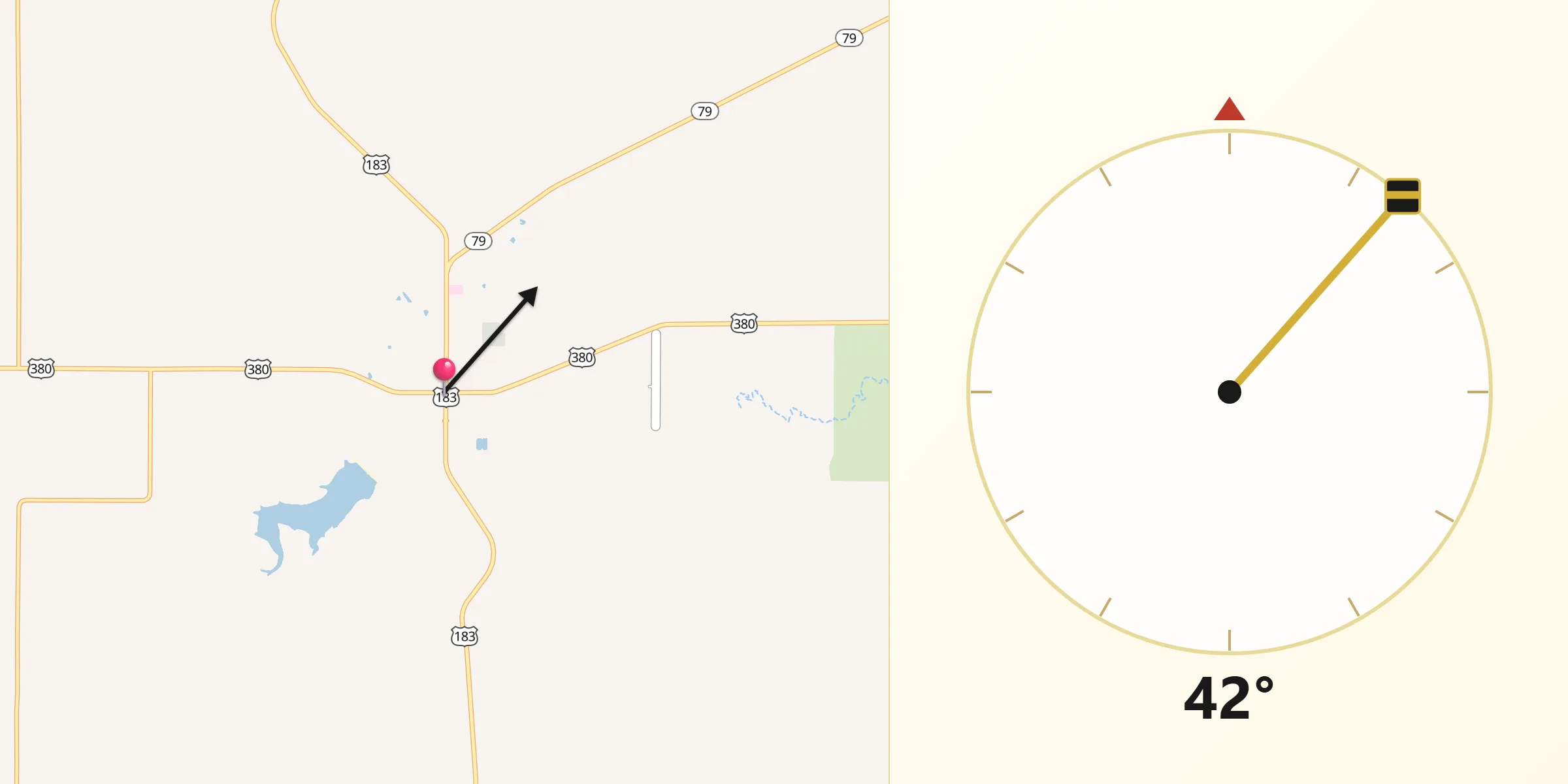 Qibla Direction from Throckmorton