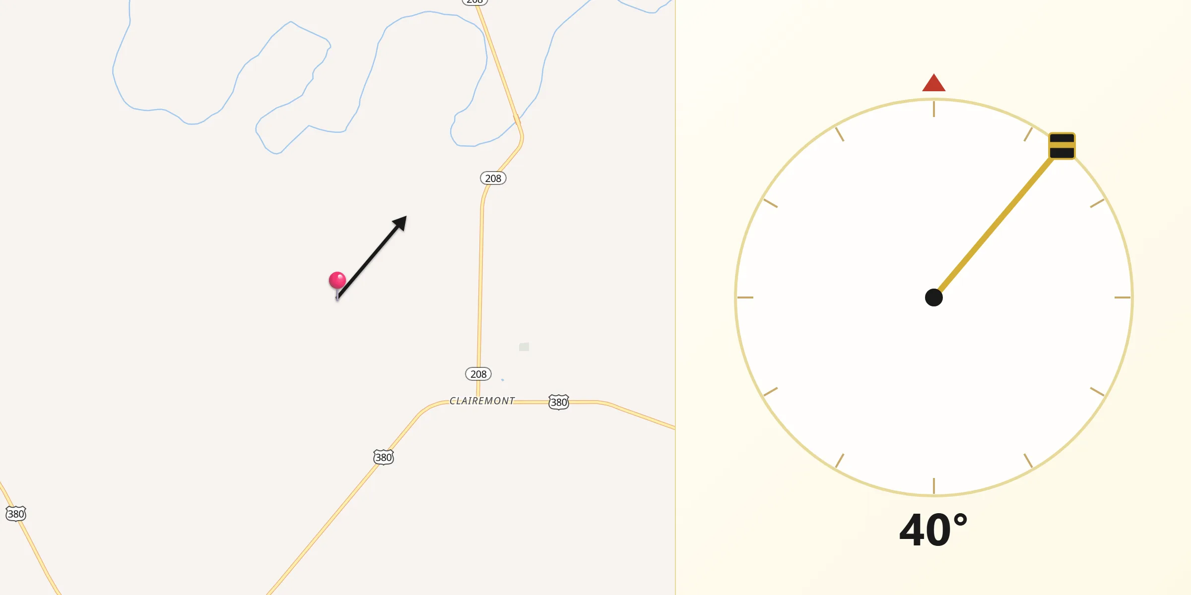 Dirección de la Qibla desde Kent