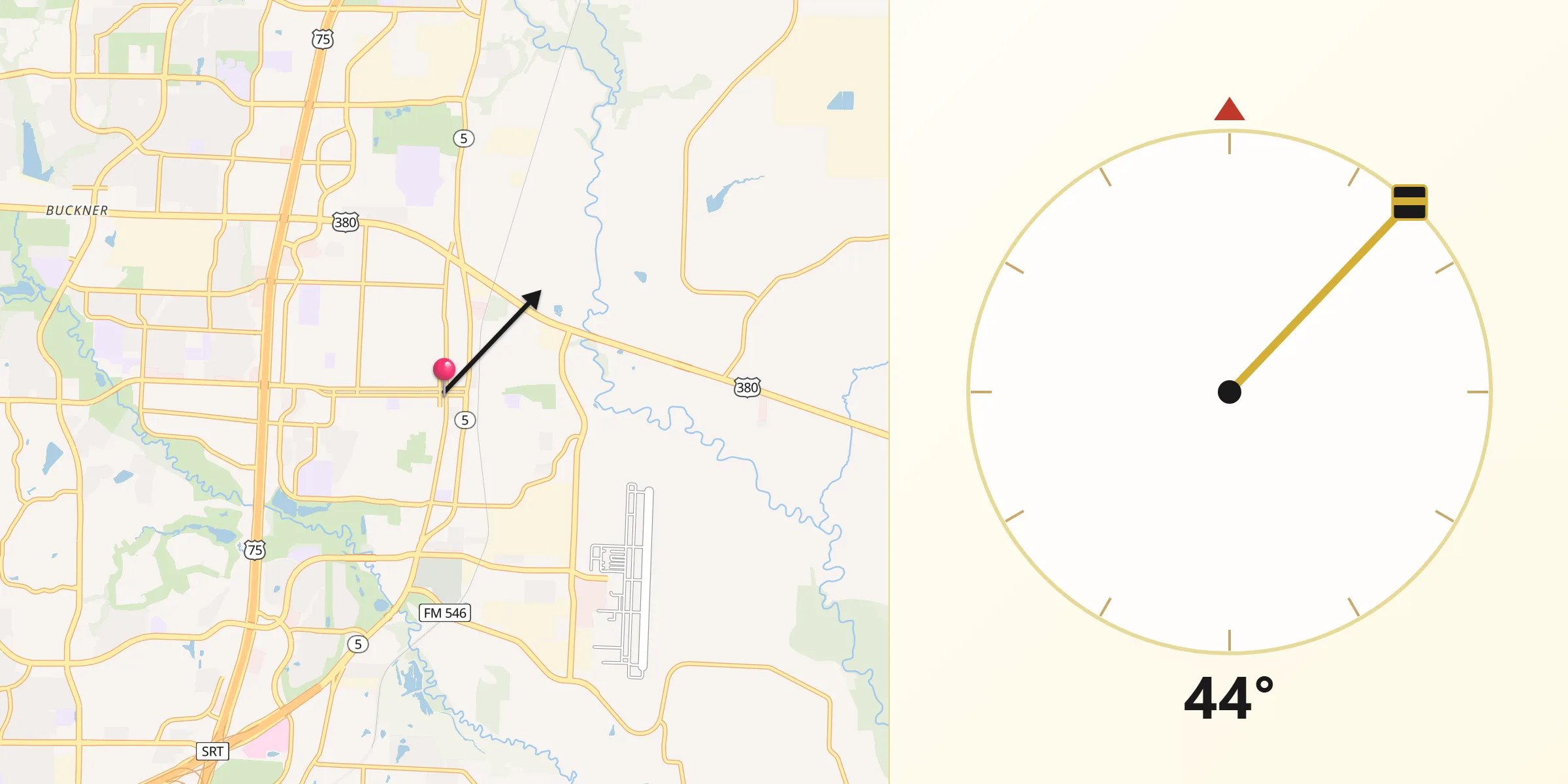 Qibla Direction from McKinney