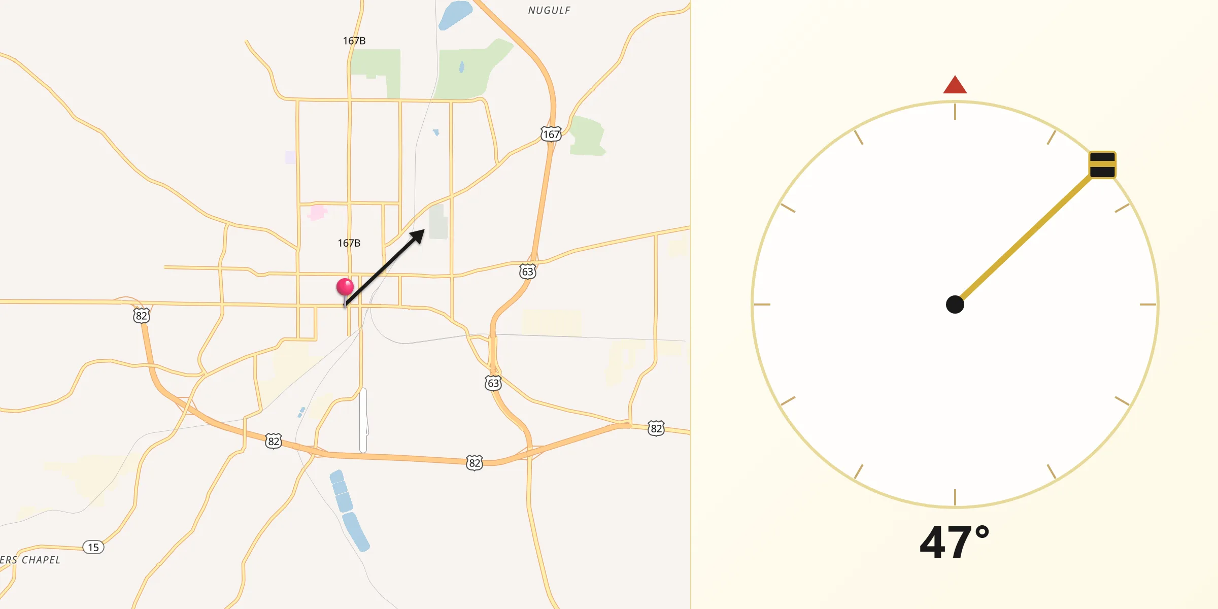 Qibla Direction from El Dorado