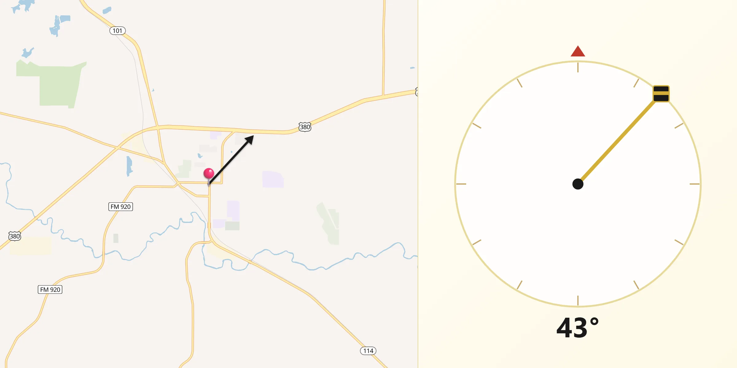 Dirección de la Qibla desde Bridgeport