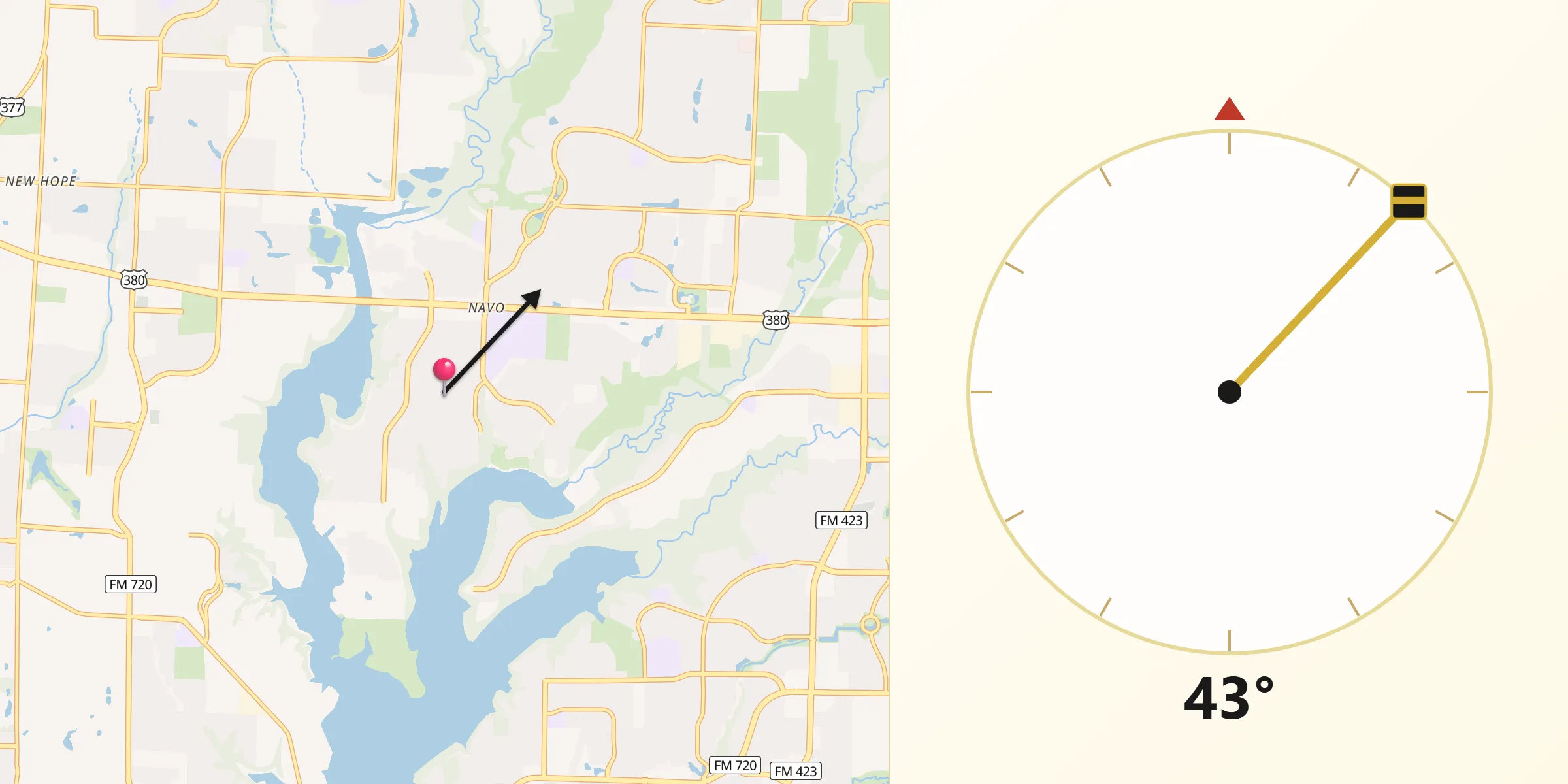 Qibla Direction from Paloma Creek South