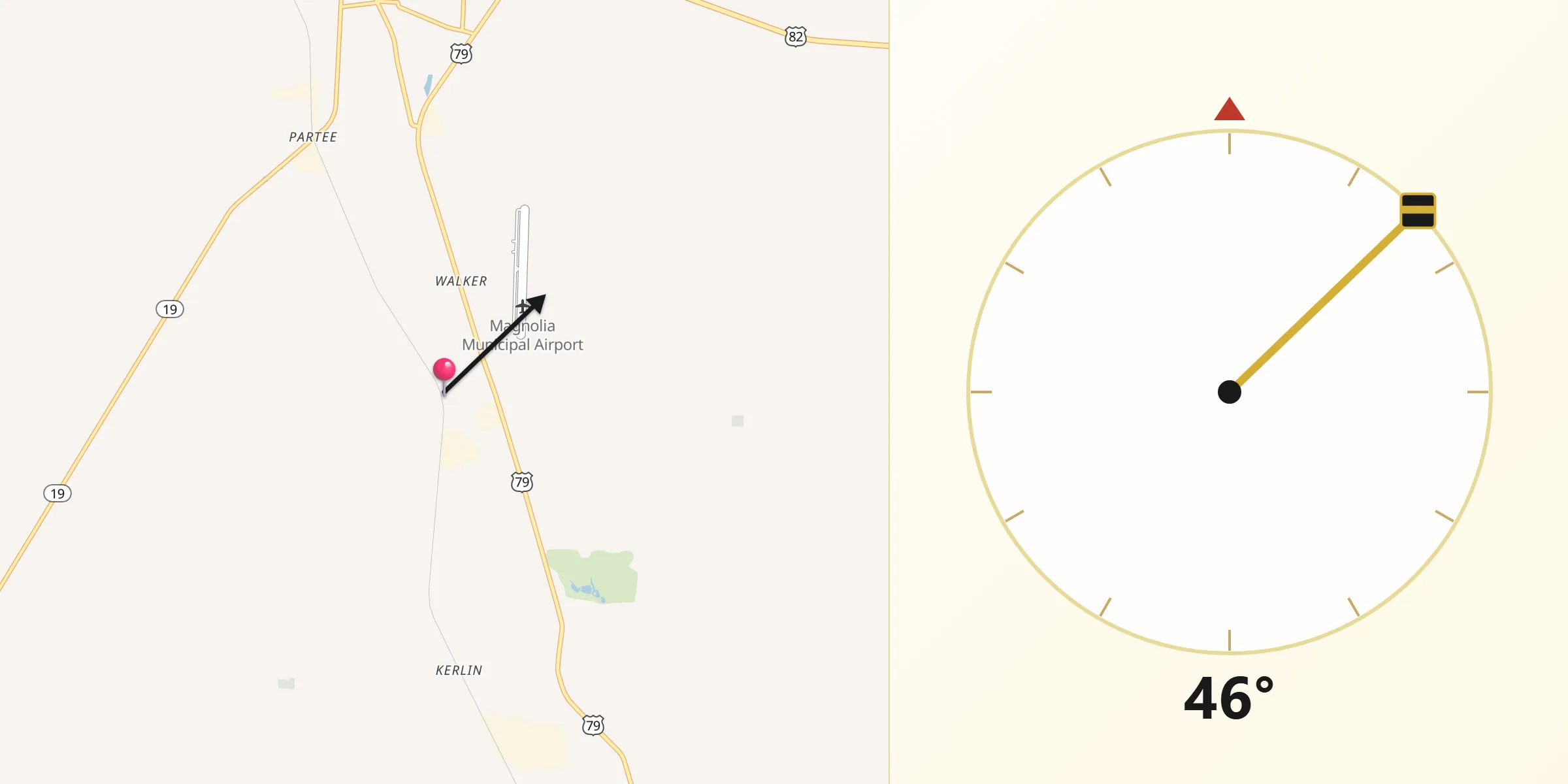 Qibla Direction from Columbia County