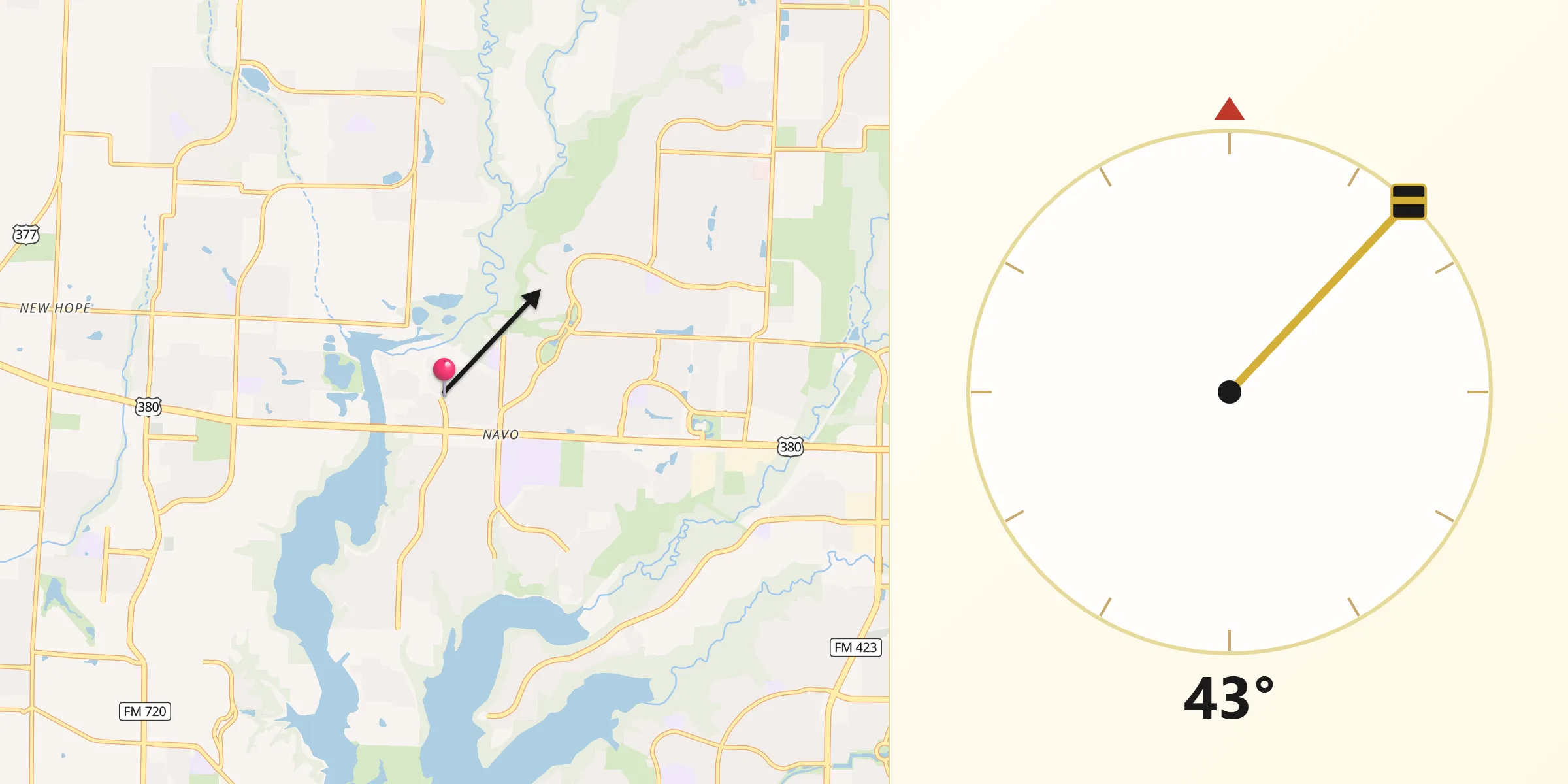 Qibla Direction from Paloma Creek