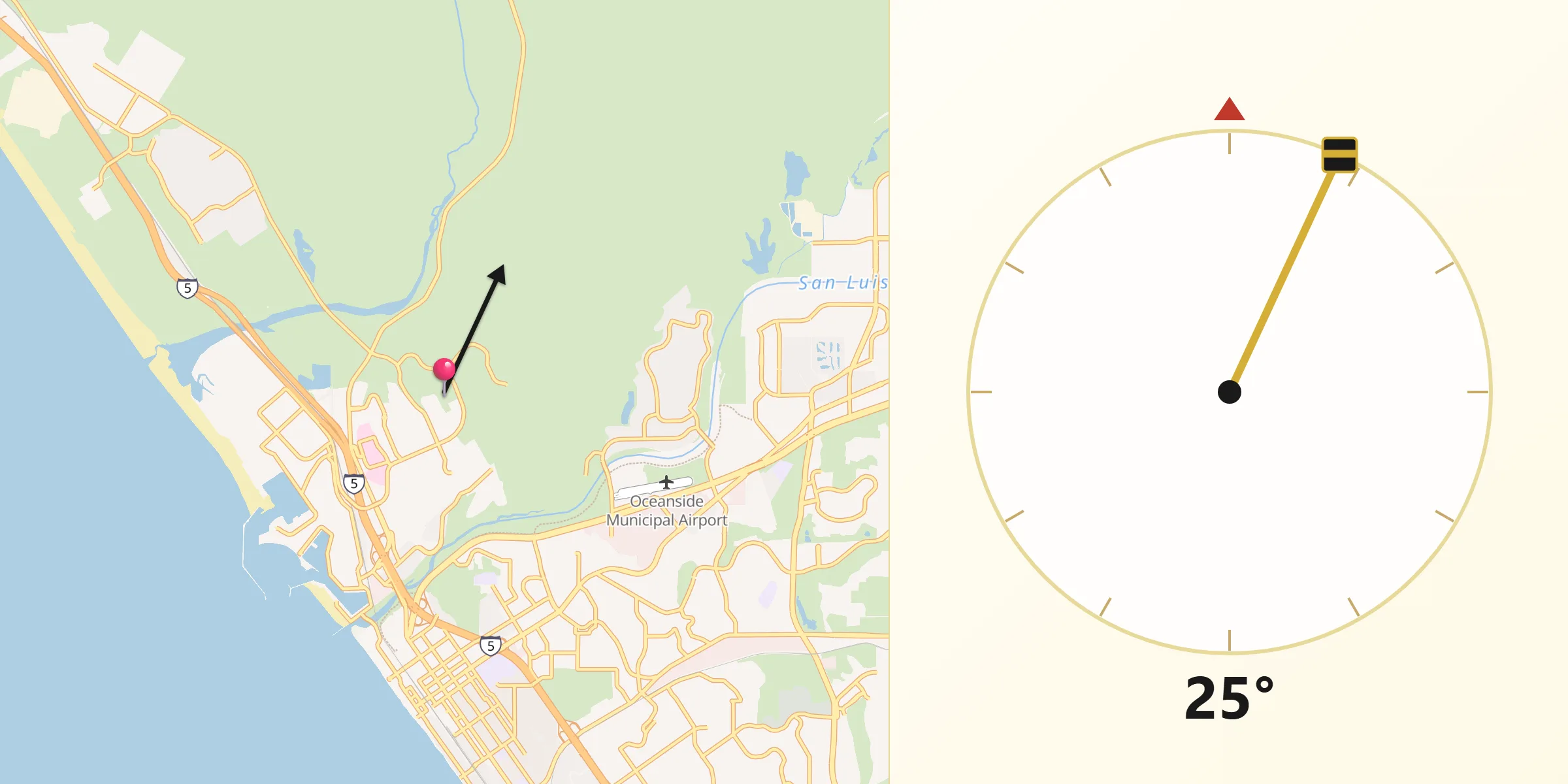 Qibla Direction from Camp Pendleton South