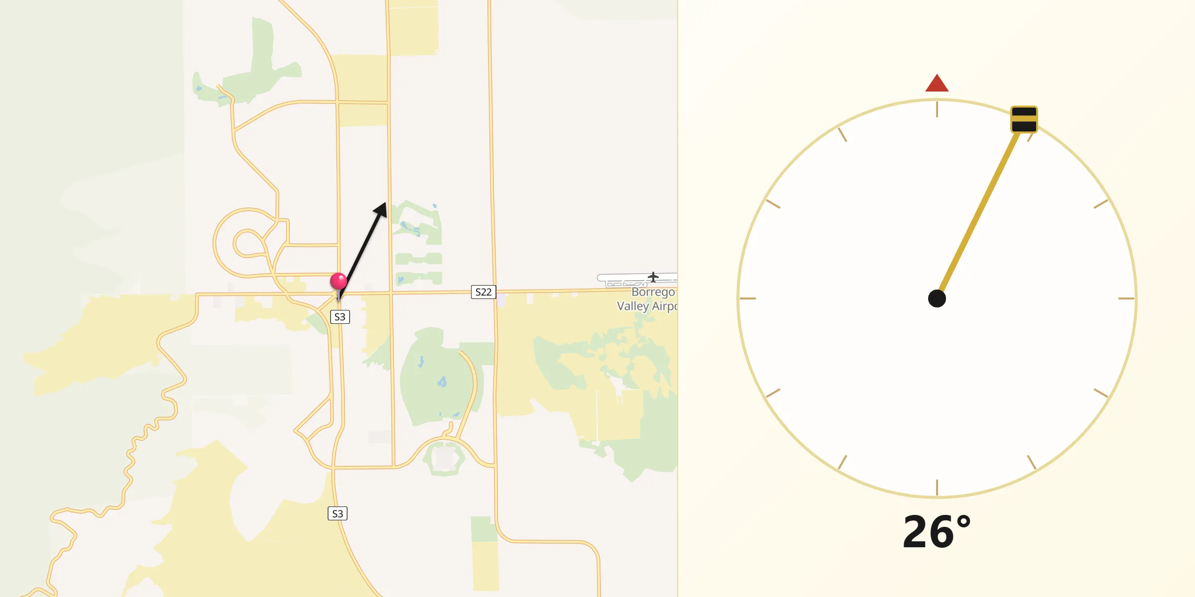 Qibla Direction from Borrego Springs