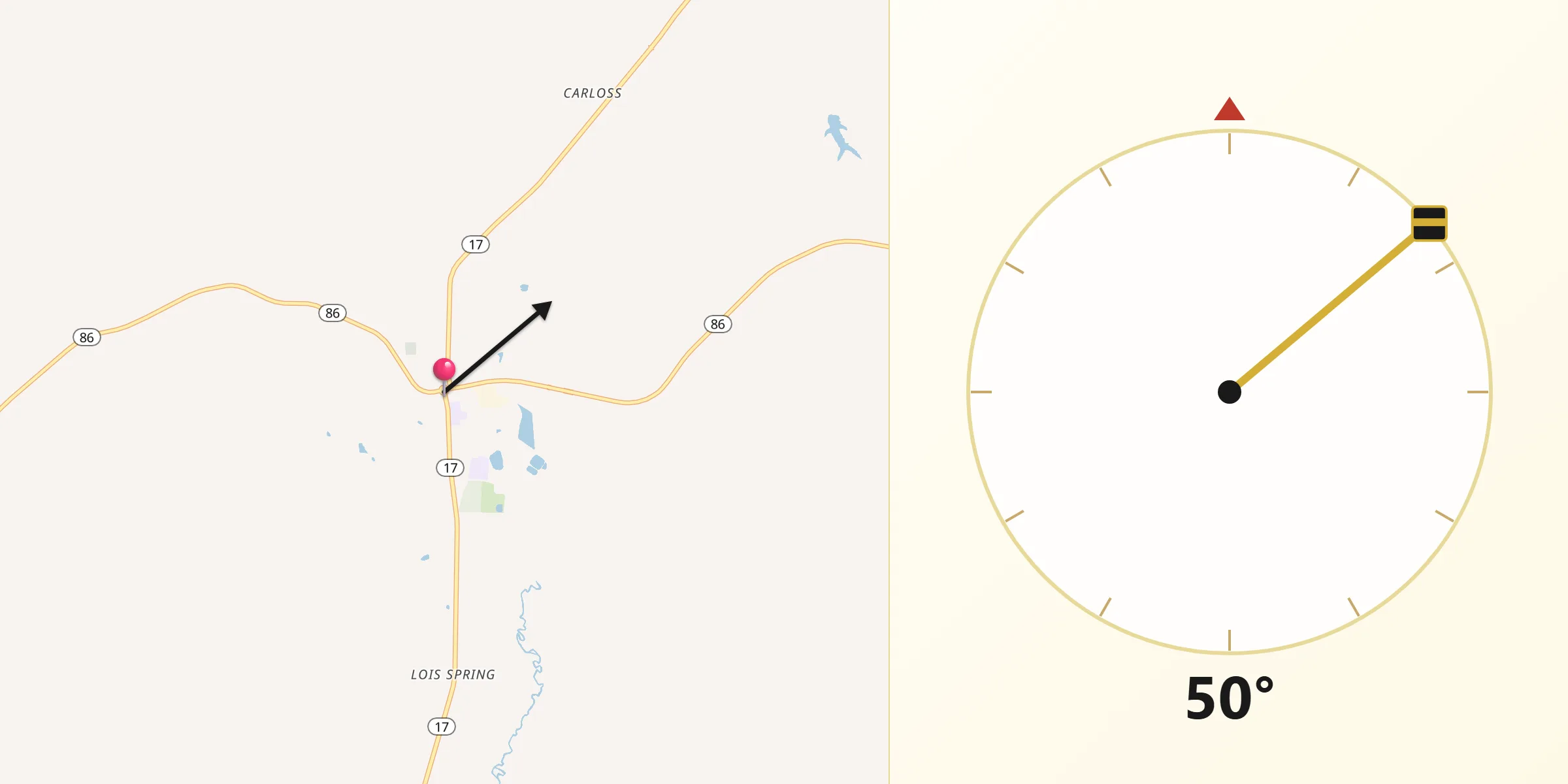 Qibla Direction from Carrollton