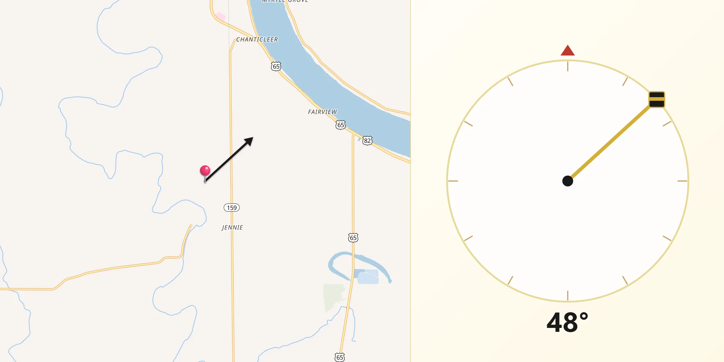 Qibla Direction from Chicot