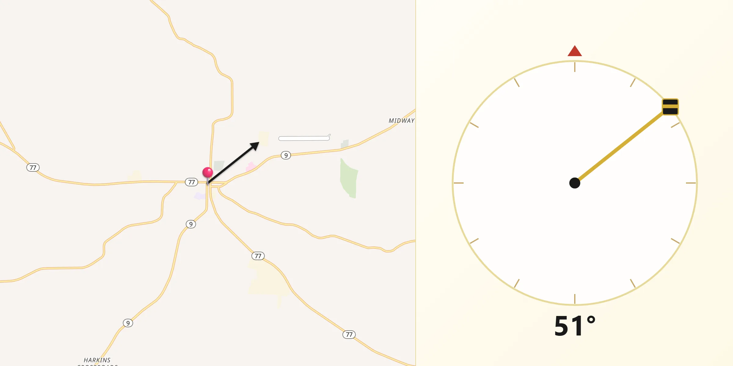Qibla Direction from Ashland