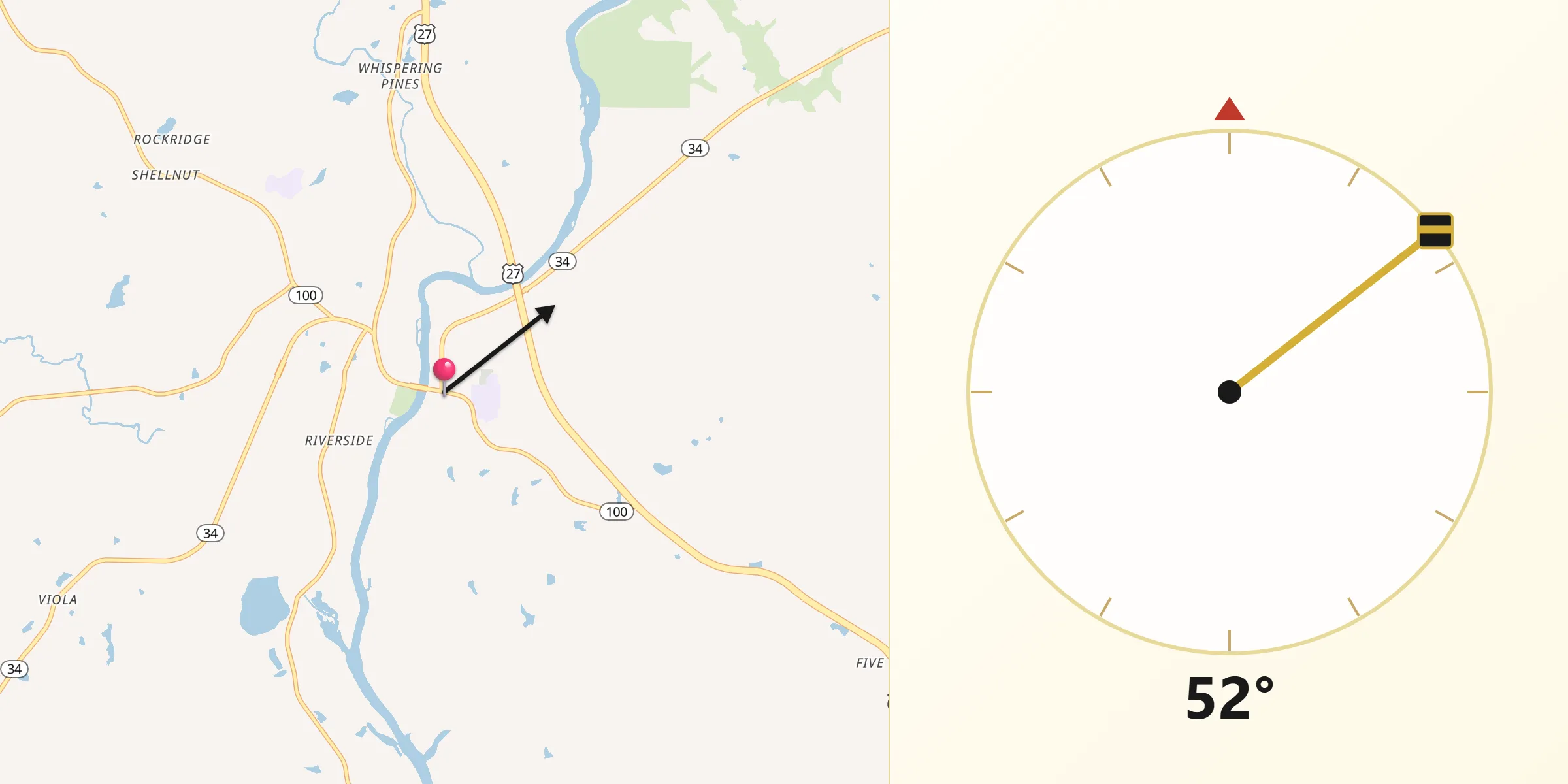 Qibla Direction from Franklin