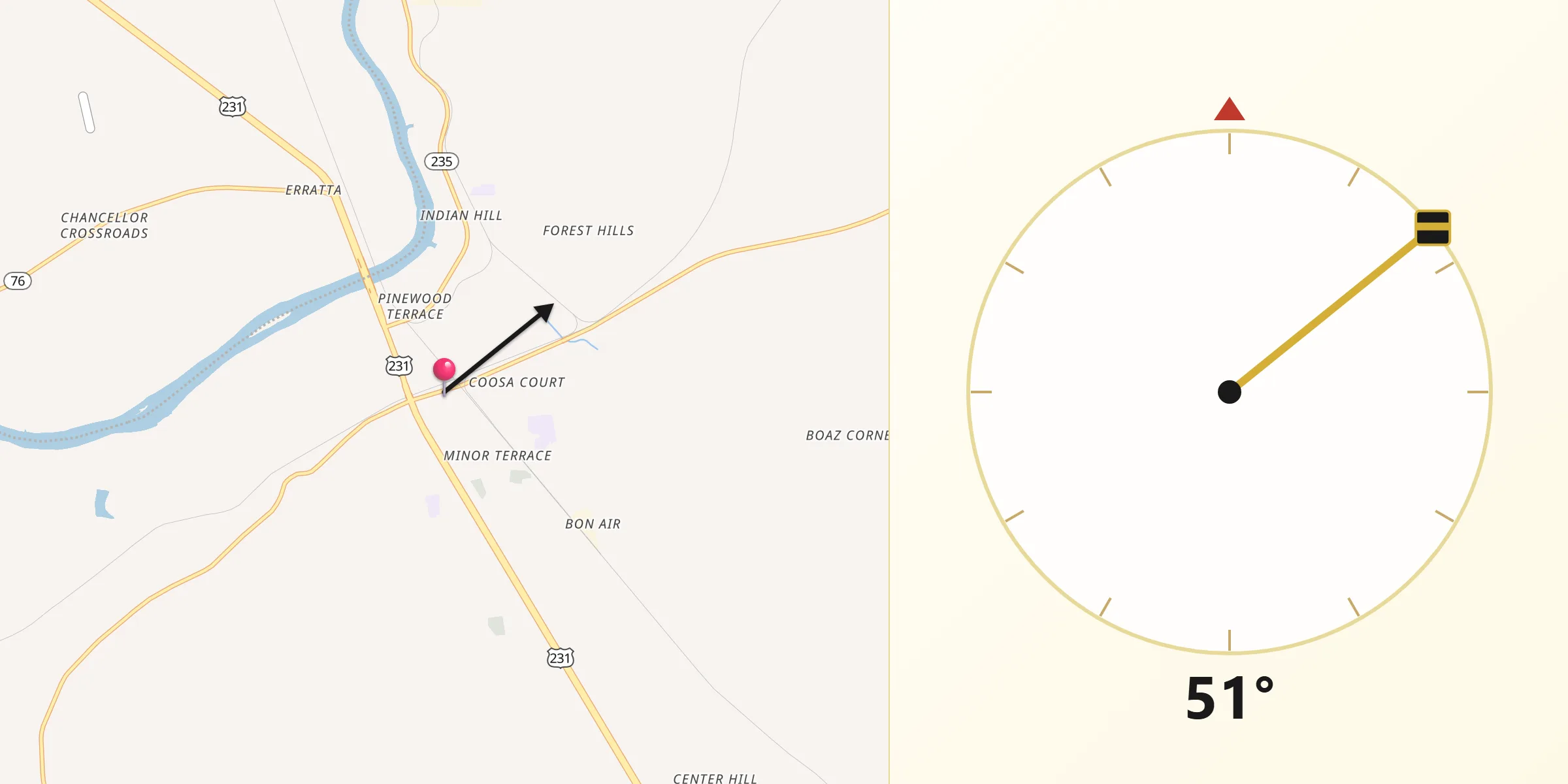 Qibla Direction from Childersburg