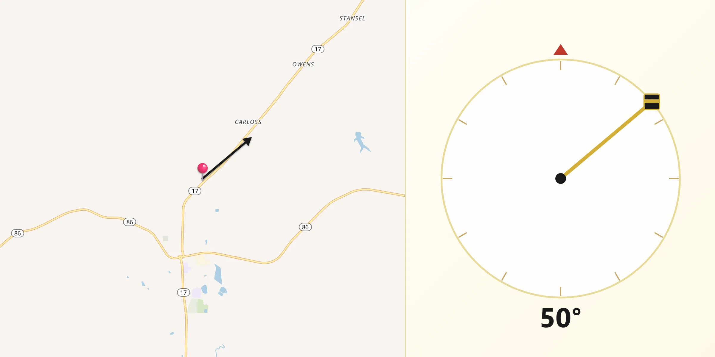 Qibla Direction from Pickens County