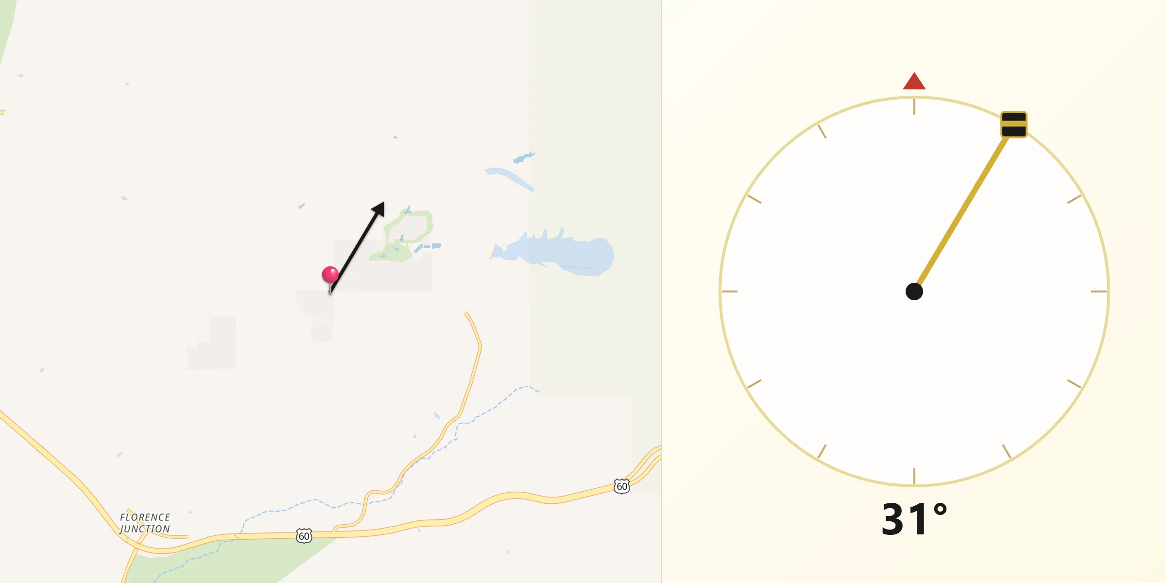 Qibla Direction from Gold Camp