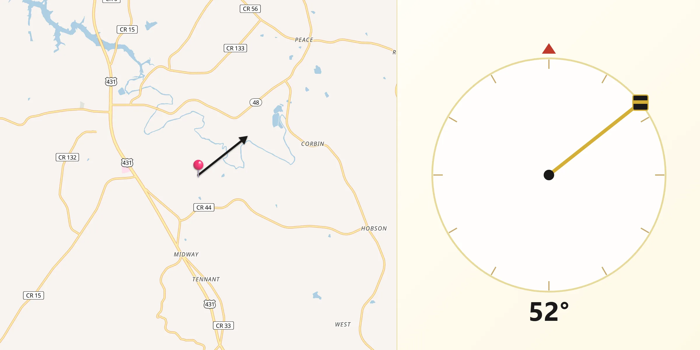 Qibla Direction from Randolph Township