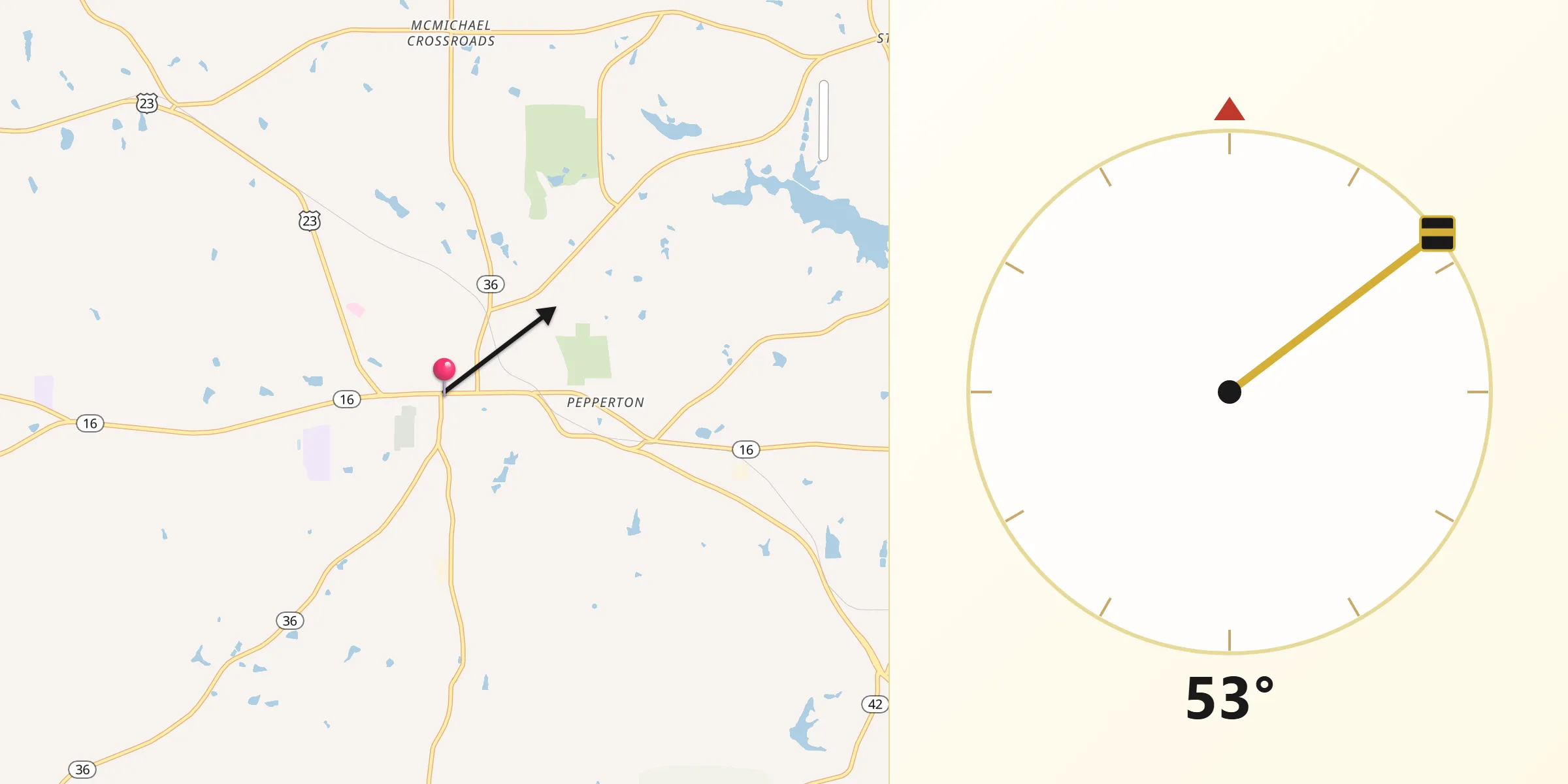 Dirección de la Qibla desde Jackson