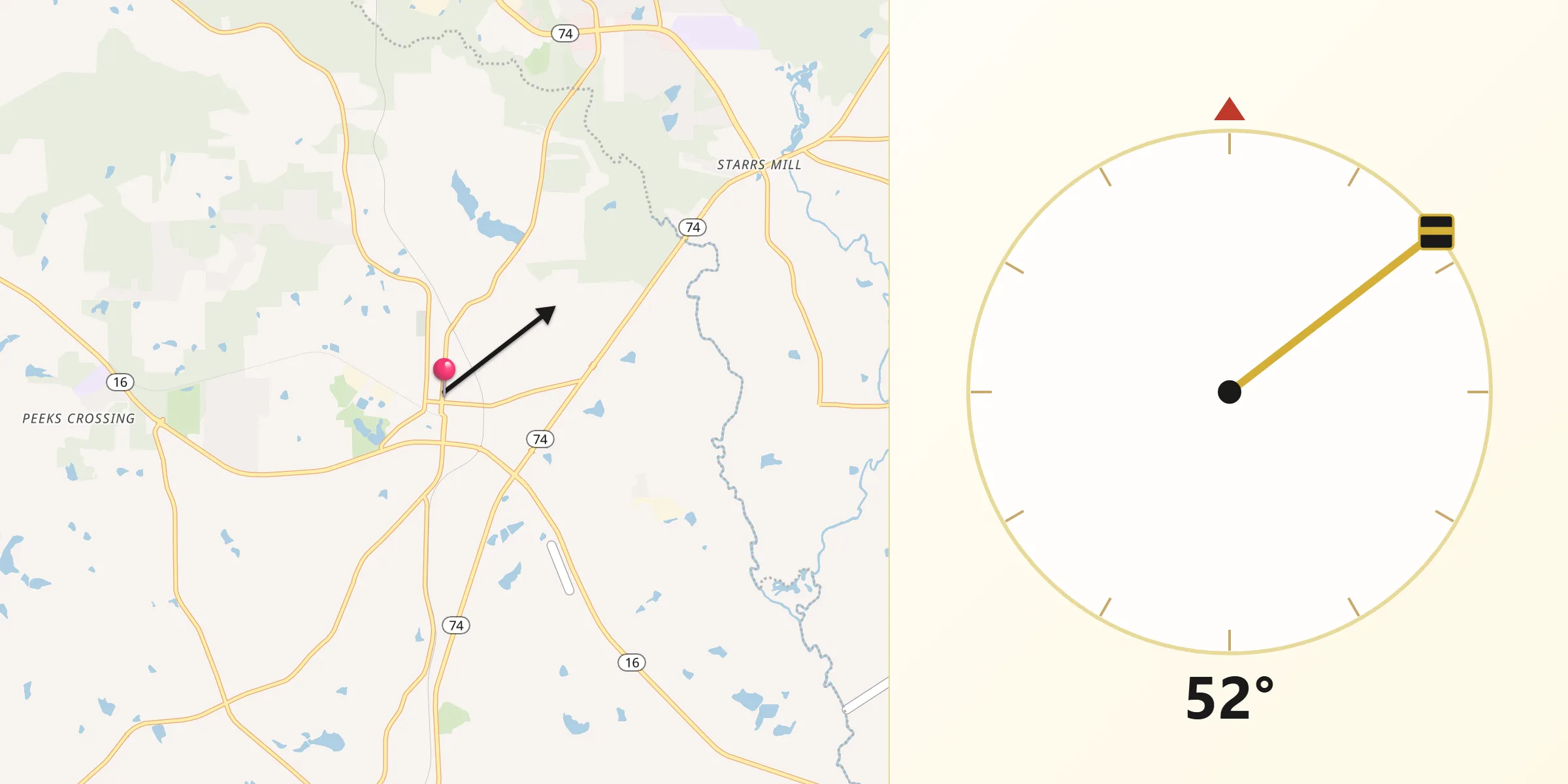 Qibla Direction from Senoia