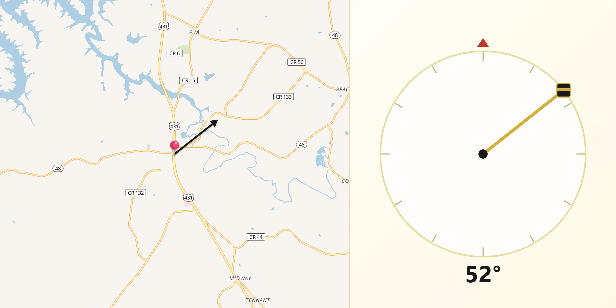 Qibla Direction from Wedowee
