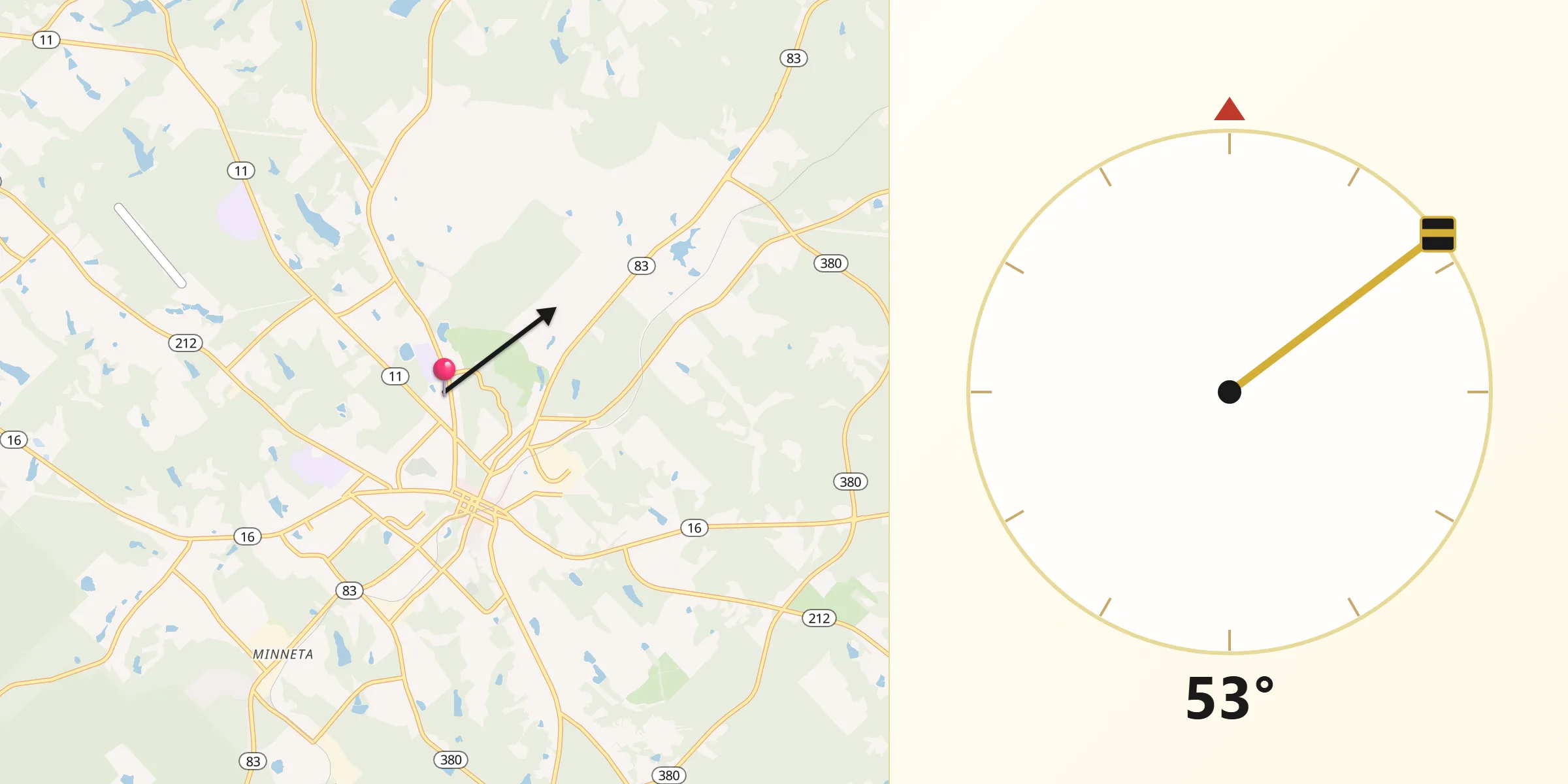 Qibla Direction from Jasper County