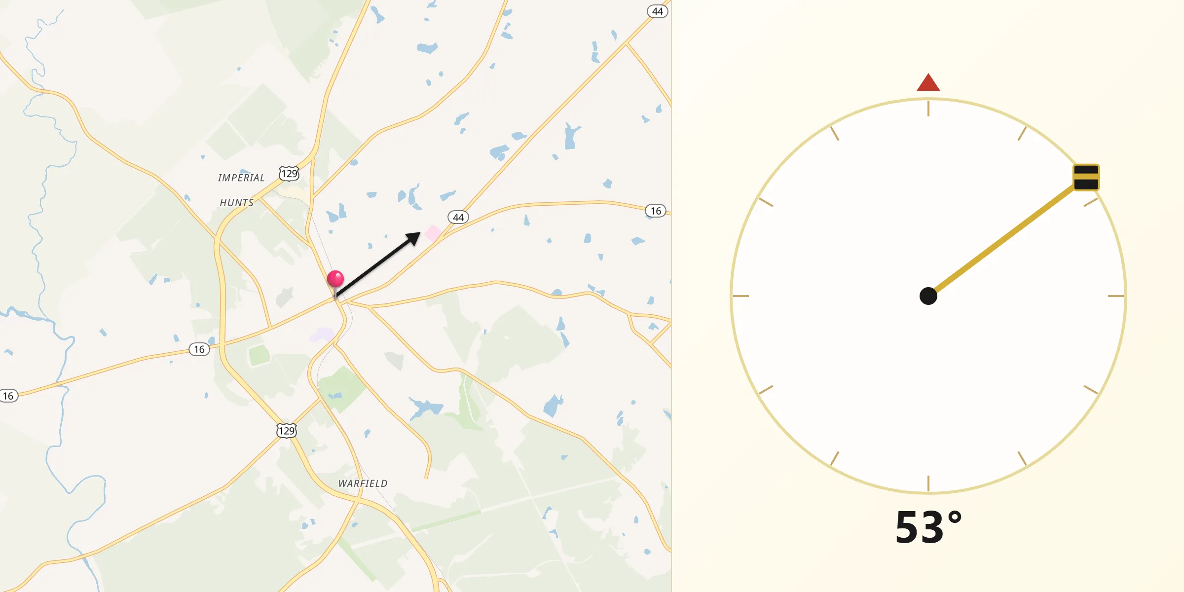 Qibla Direction from Eatonton