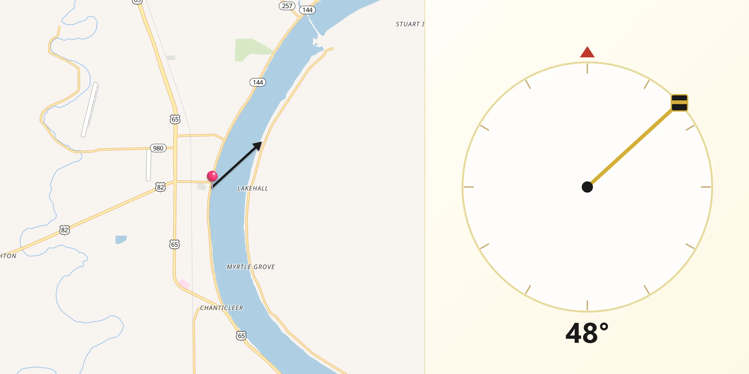 Qibla Direction from Lake Village